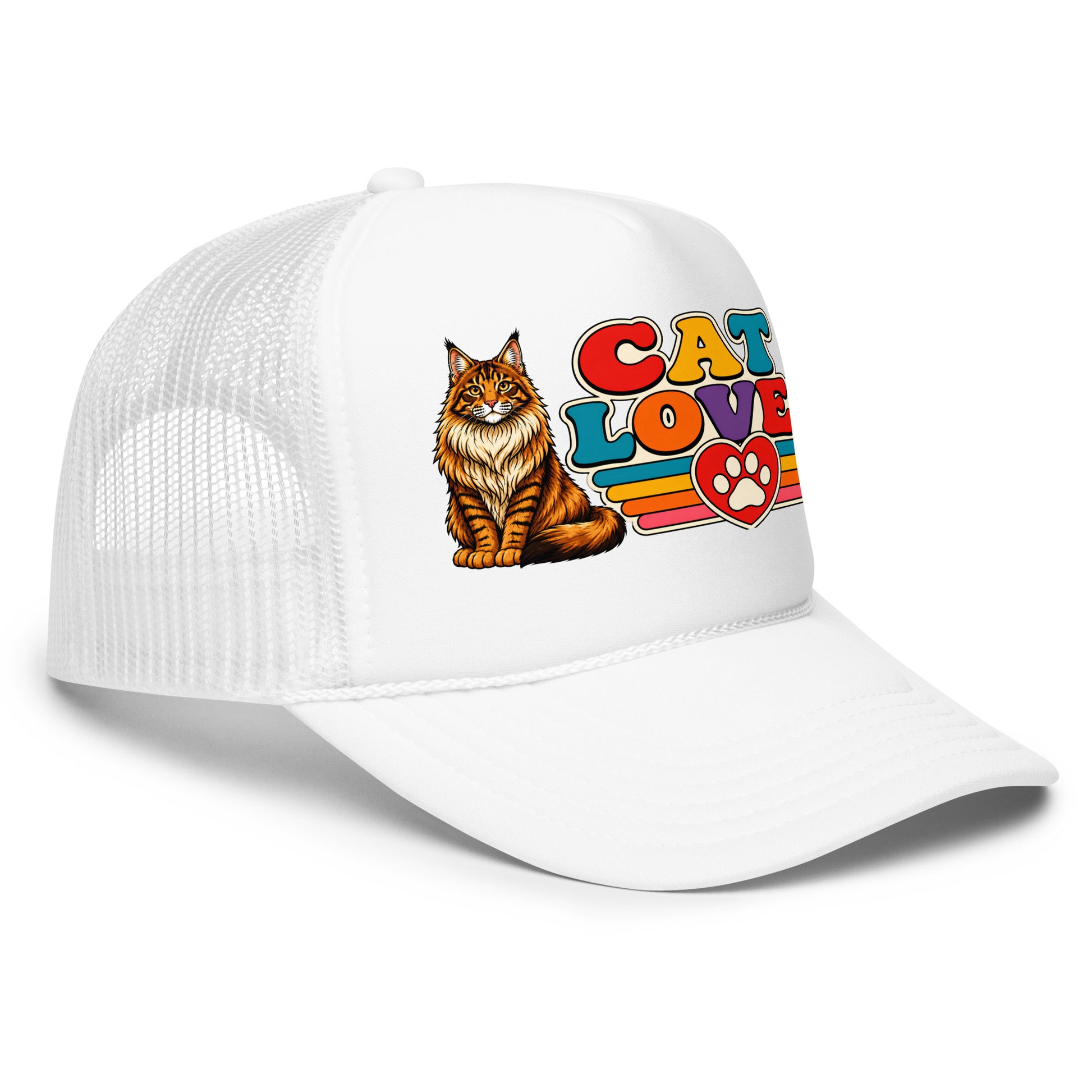 Retro Cat Lover Maine Coon | Foam Trucker Hat for Cat Lovers by printfluence.net