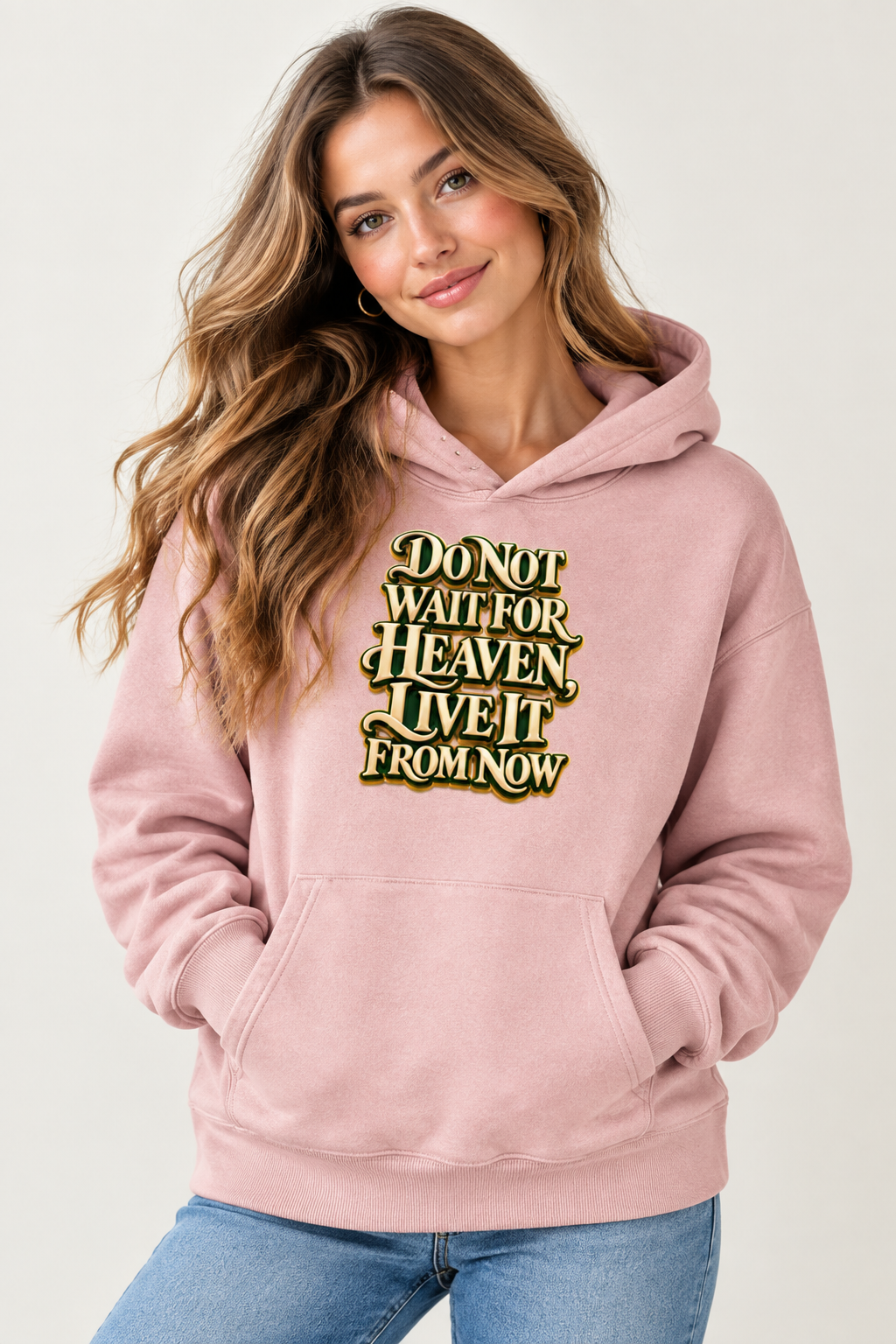 Inspirational Quotes Lovers | Unisex Garment-Dyed Chaser Vintage Hoodie — Do Not Wait For Heaven, Live It From Now by printfluence