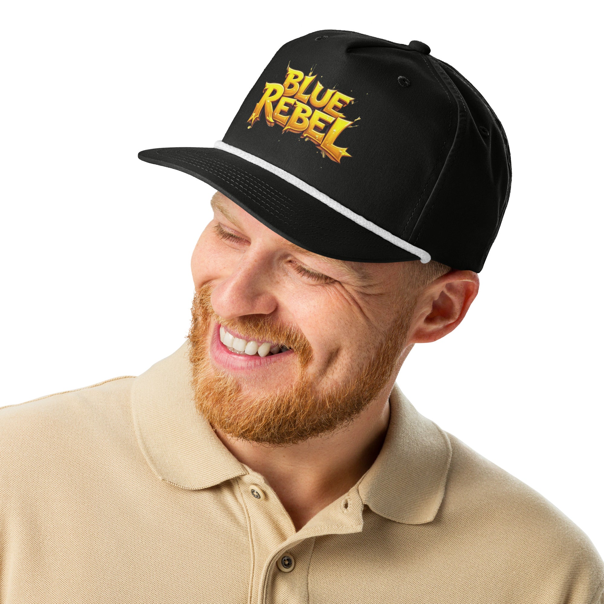 Golf rope cap - Blue Rebel Golf Rope Cap – Golden Bold Style for Trendy Golfers by printfluence.net