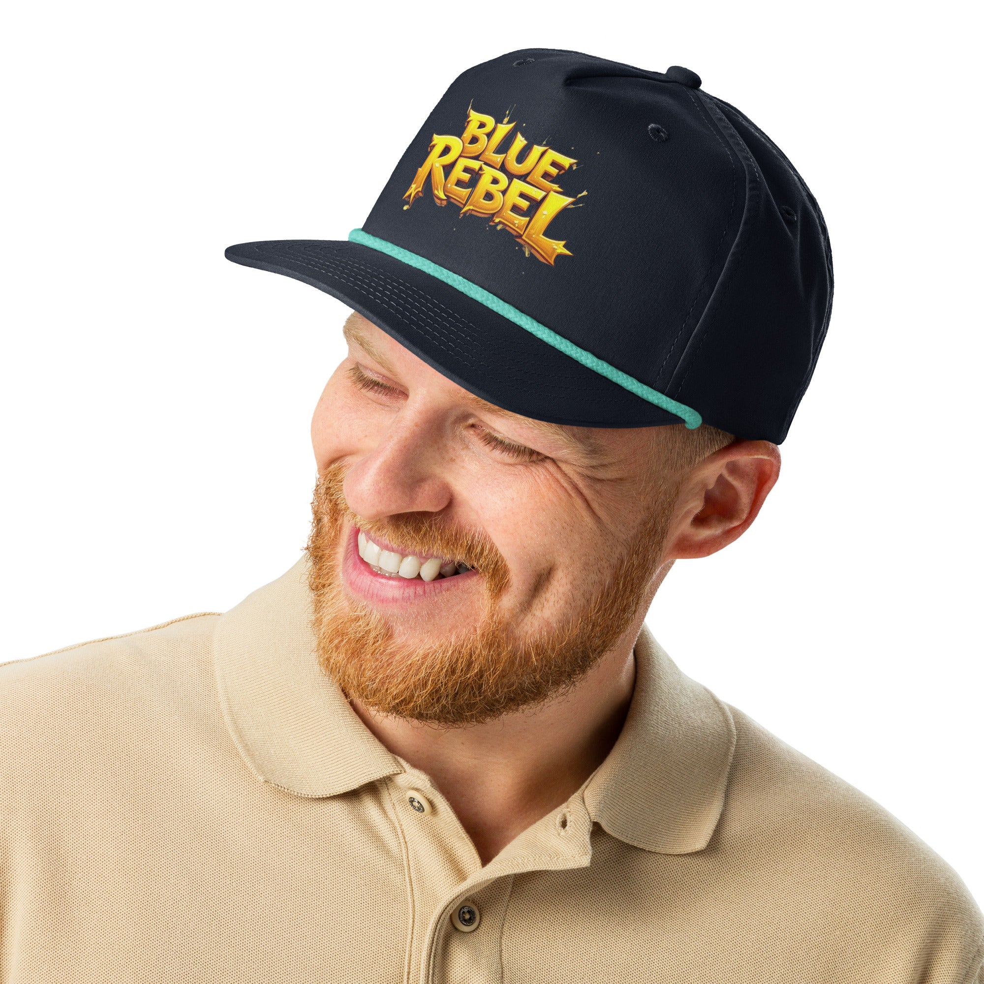 Golf rope cap - Blue Rebel Golf Rope Cap – Golden Bold Style for Trendy Golfers by printfluence.net