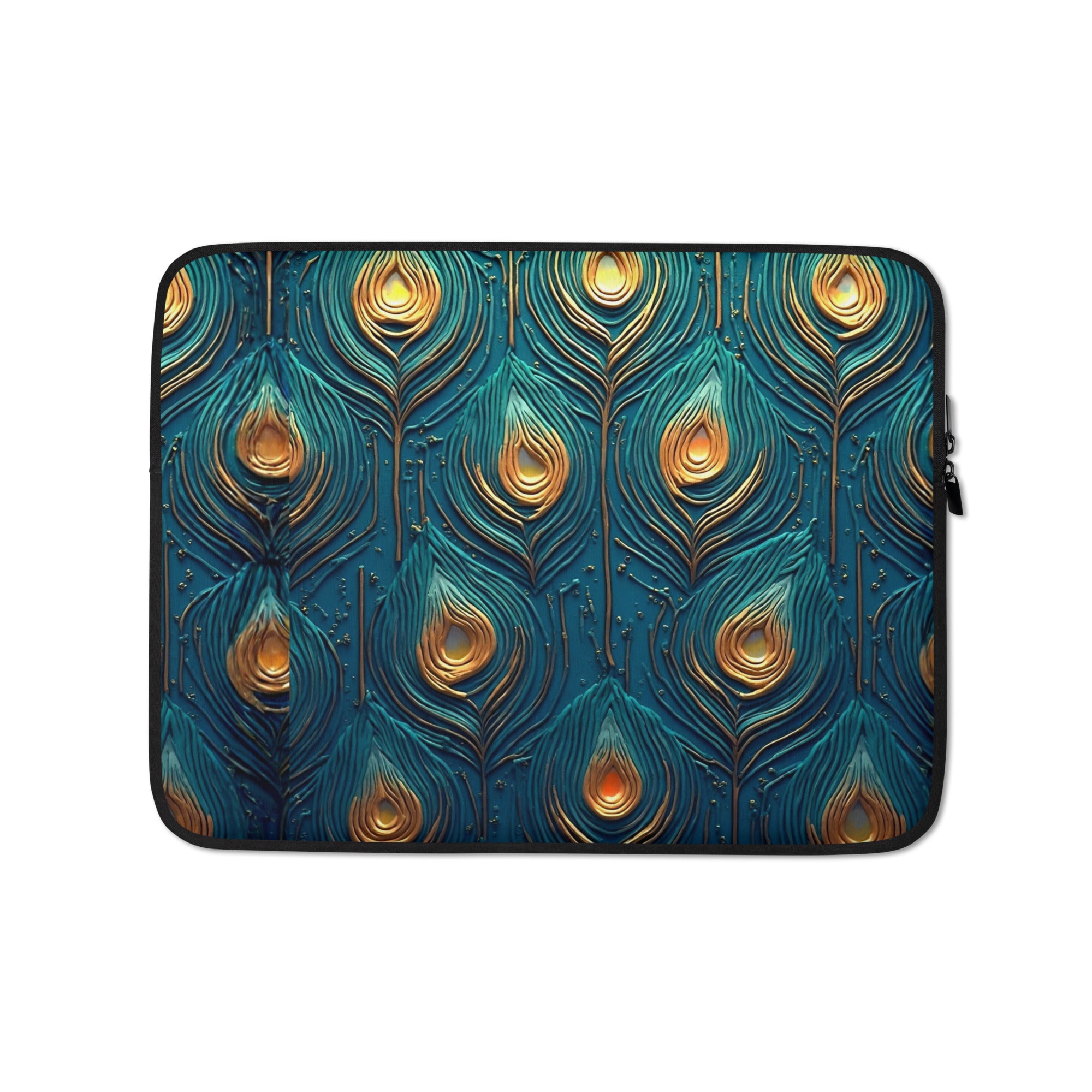 Laptop Sleeve - Elegant Peacock Feather Laptop Sleeve – Luxury Aesthetic Protective Case by printfluence.net