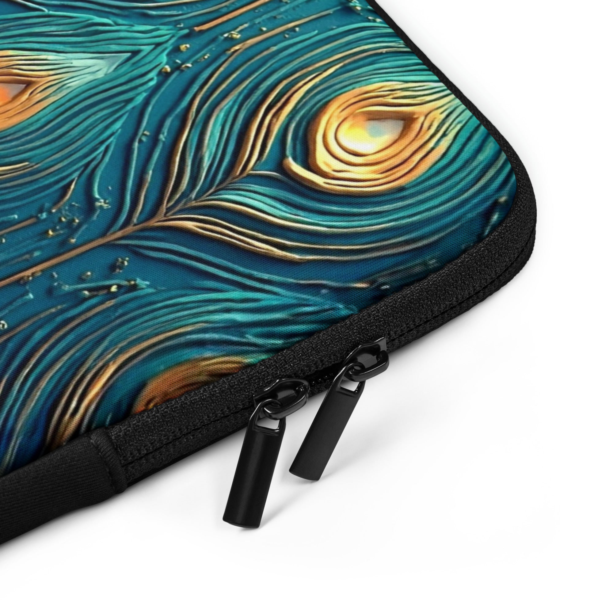 Laptop Sleeve - Elegant Peacock Feather Laptop Sleeve – Luxury Aesthetic Protective Case by printfluence.net