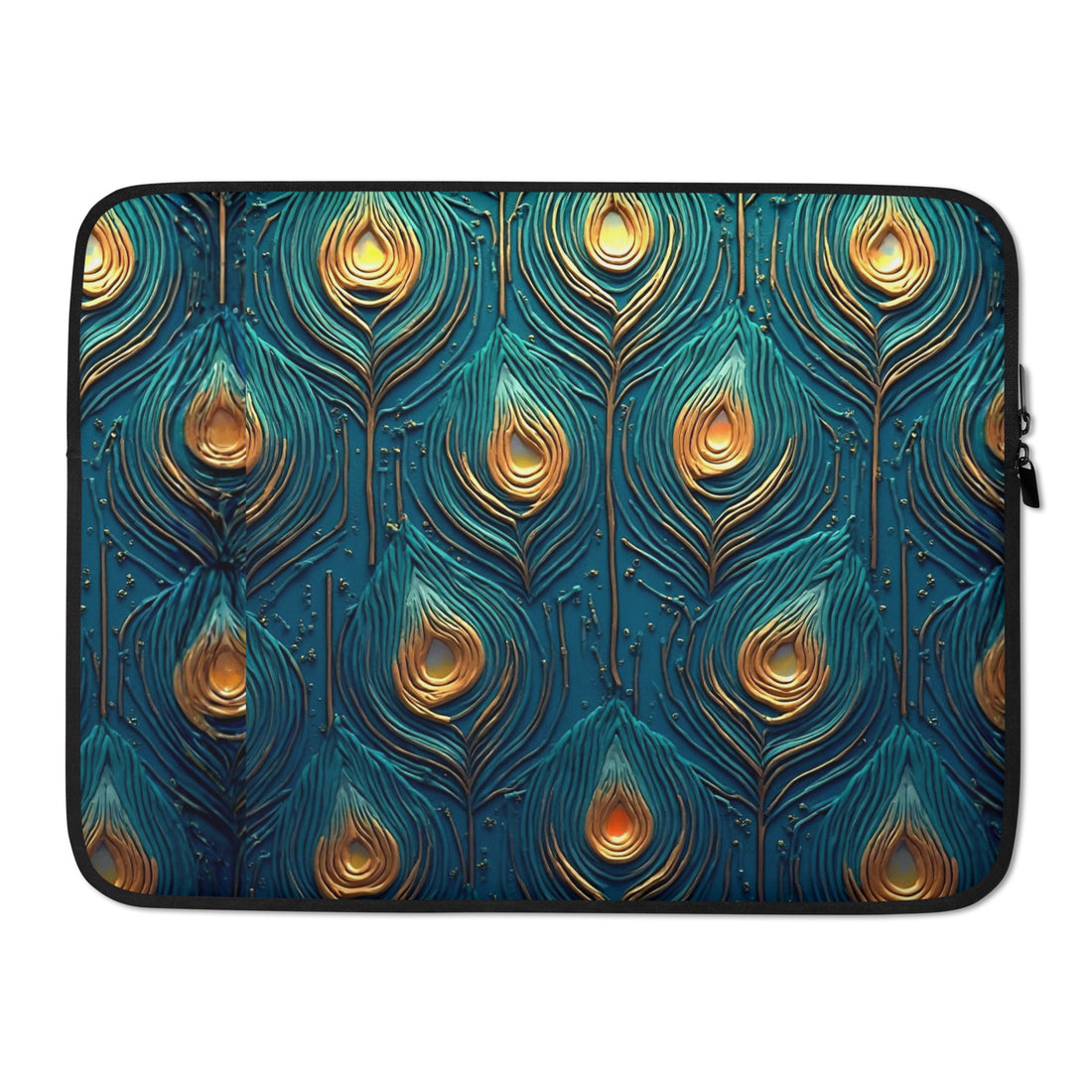 Laptop Sleeve - Elegant Peacock Feather Laptop Sleeve – Luxury Aesthetic Protective Case by printfluence.net