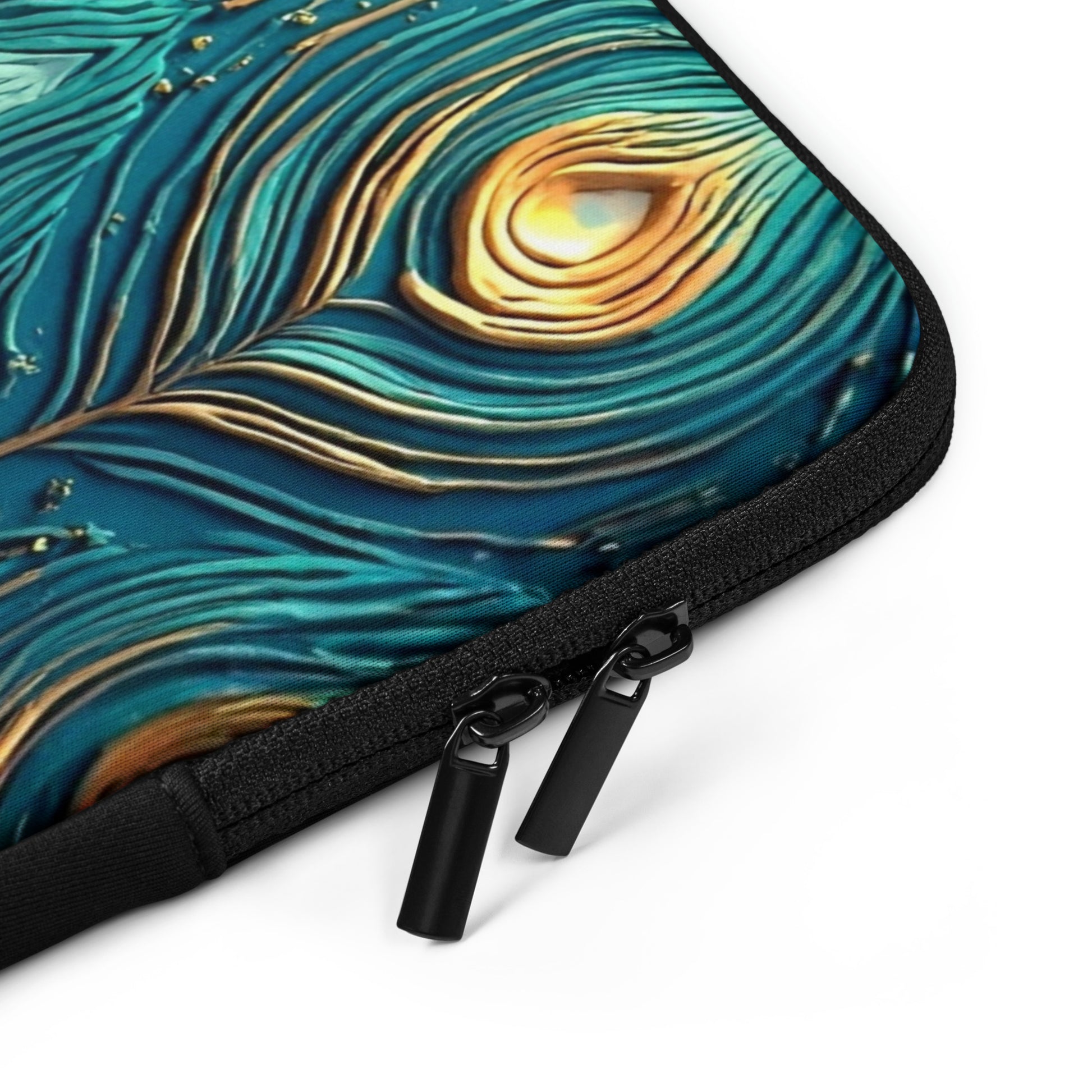 Laptop Sleeve - Elegant Peacock Feather Laptop Sleeve – Luxury Aesthetic Protective Case by printfluence.net
