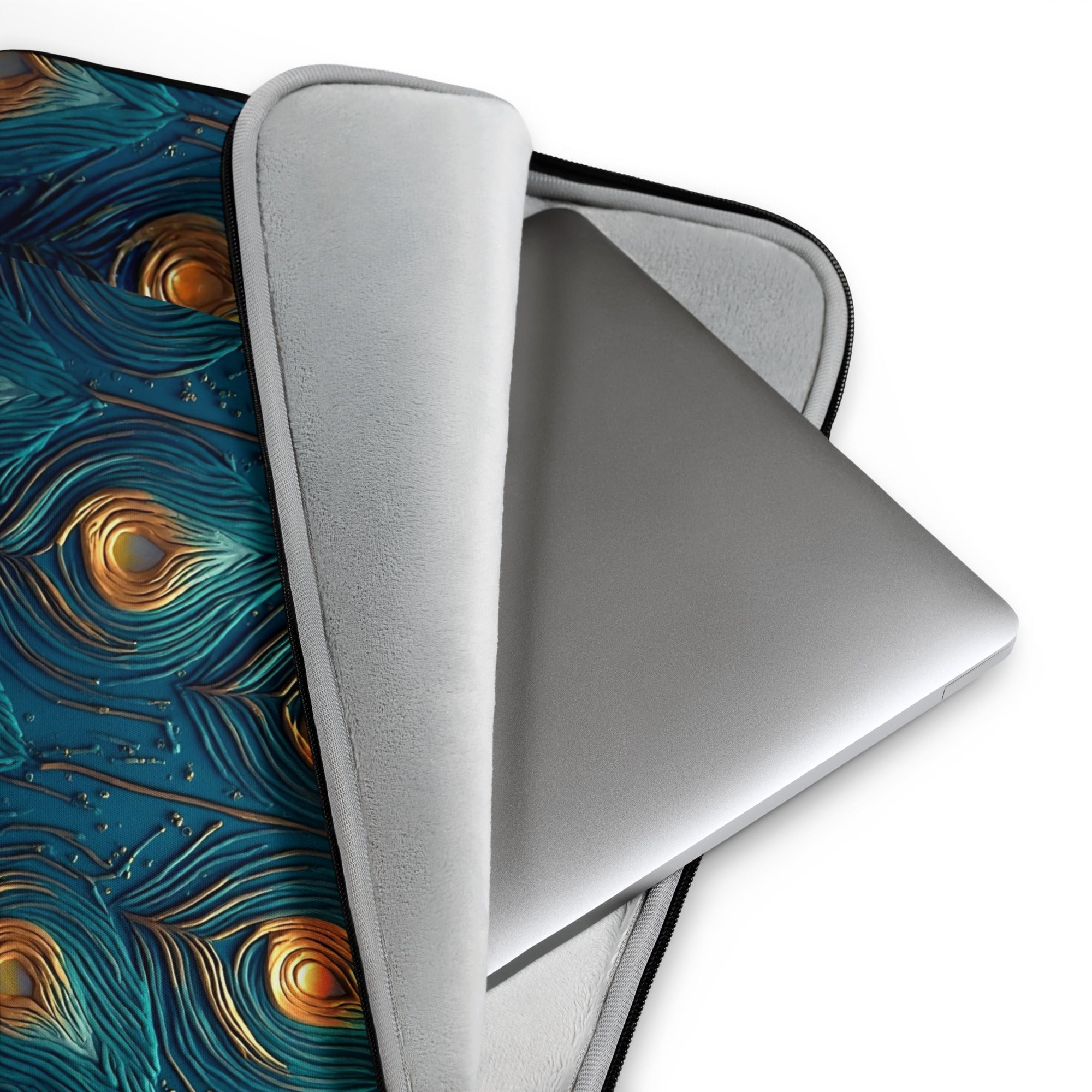 Laptop Sleeve - Elegant Peacock Feather Laptop Sleeve – Luxury Aesthetic Protective Case by printfluence.net