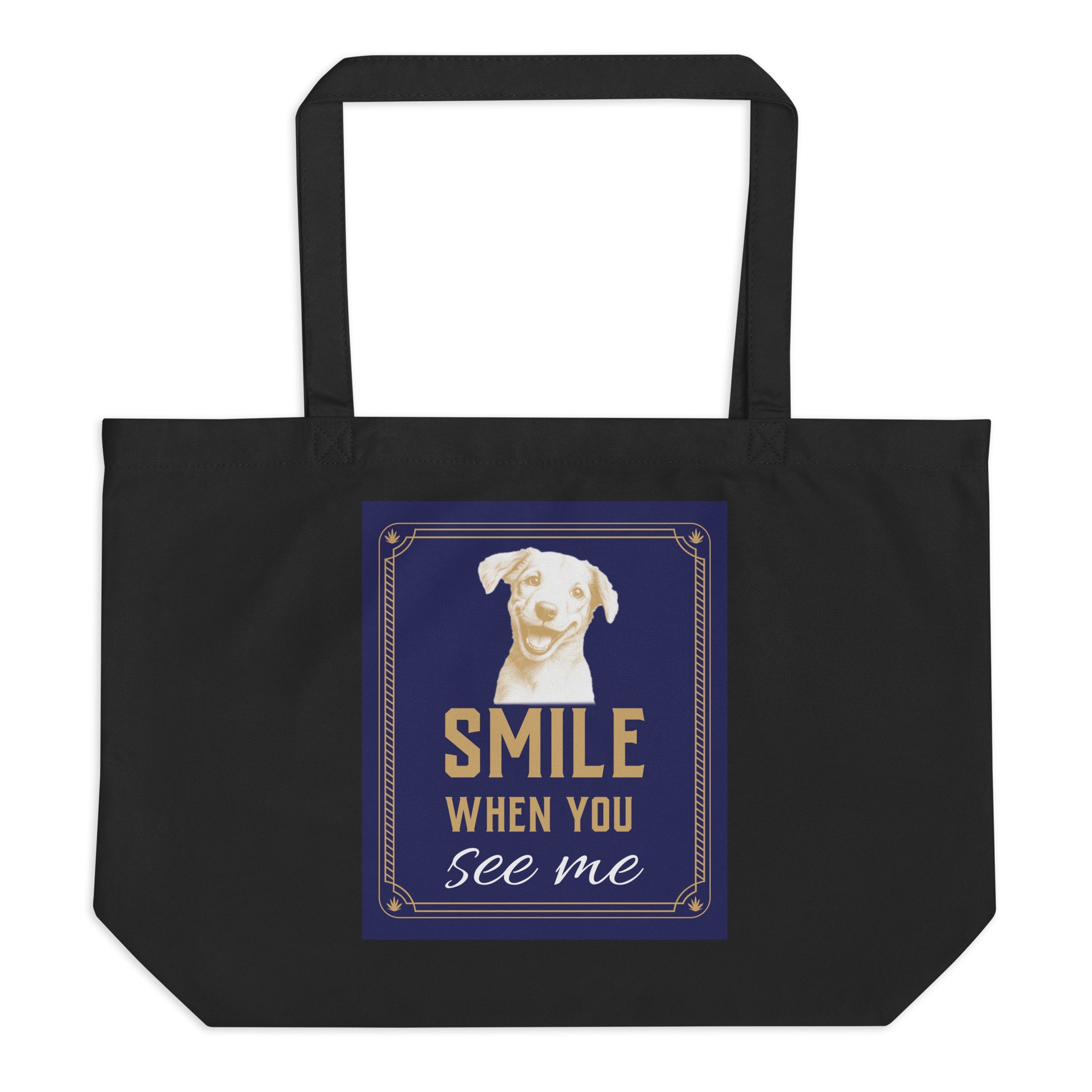 Large organic tote bag - Smile When You See Me Large Organic Tote – For Joyful Achievers by printfluence.net