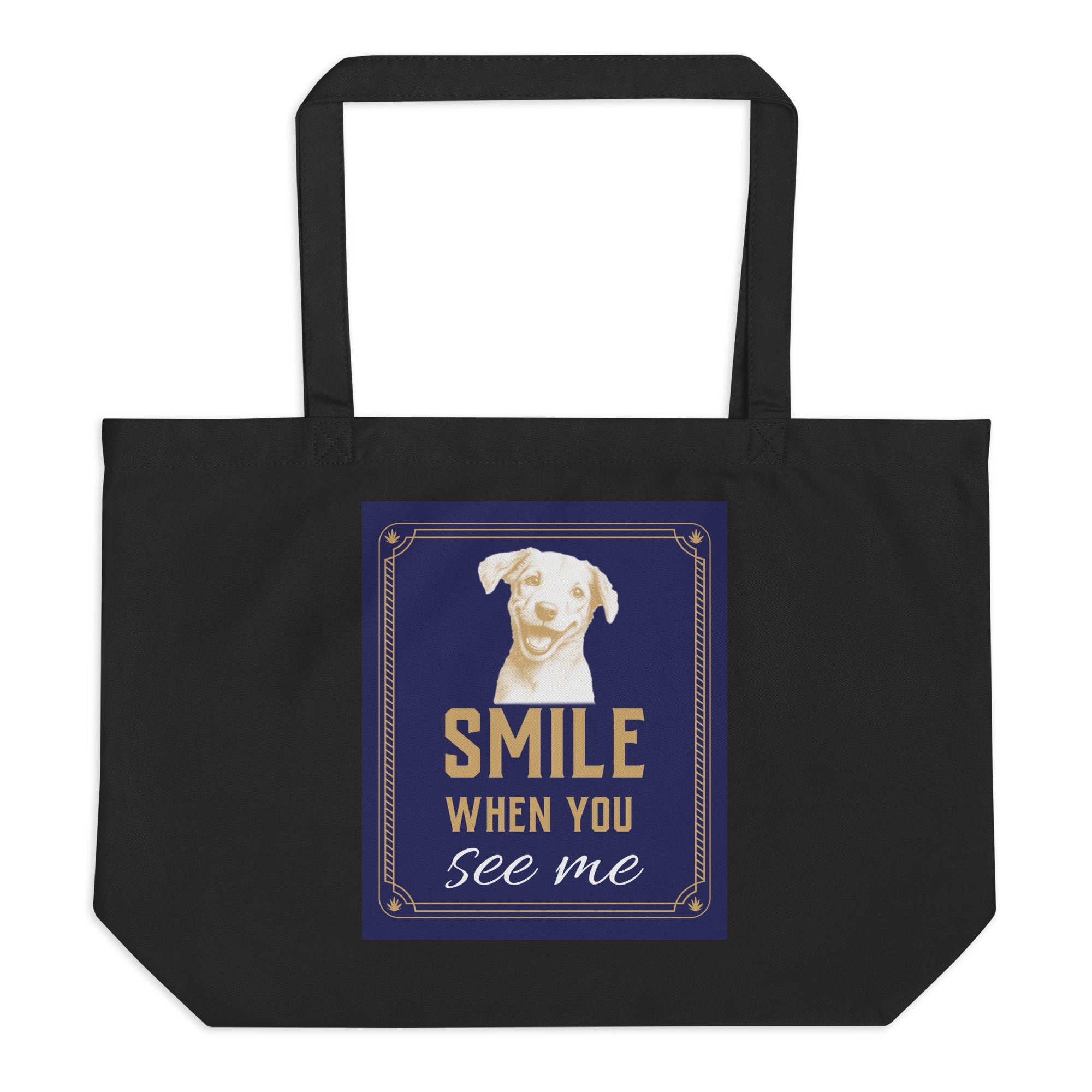Large organic tote bag - Smile When You See Me Large Organic Tote – For Joyful Achievers by printfluence.net