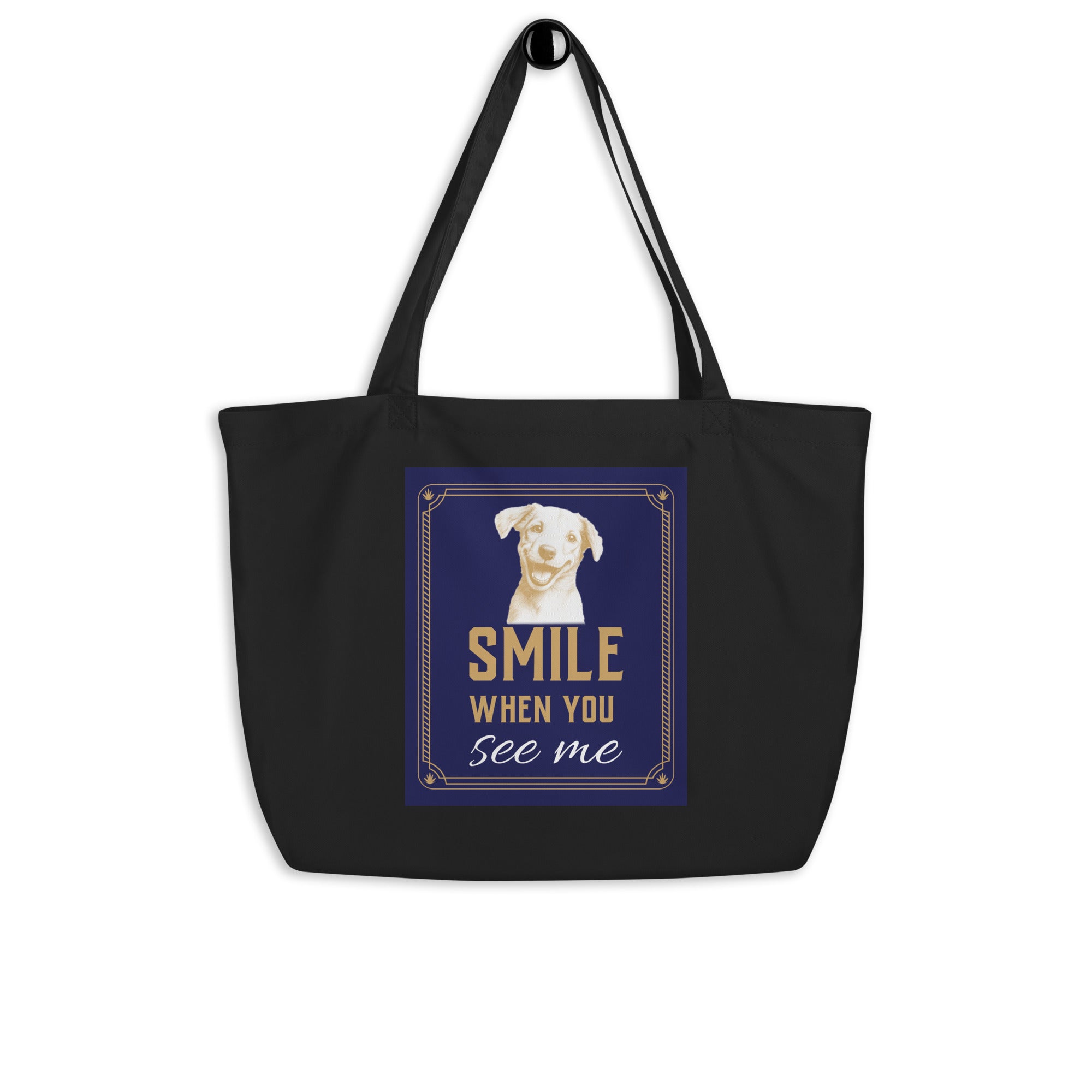 Large organic tote bag - Smile When You See Me Large Organic Tote – For Joyful Achievers by printfluence.net