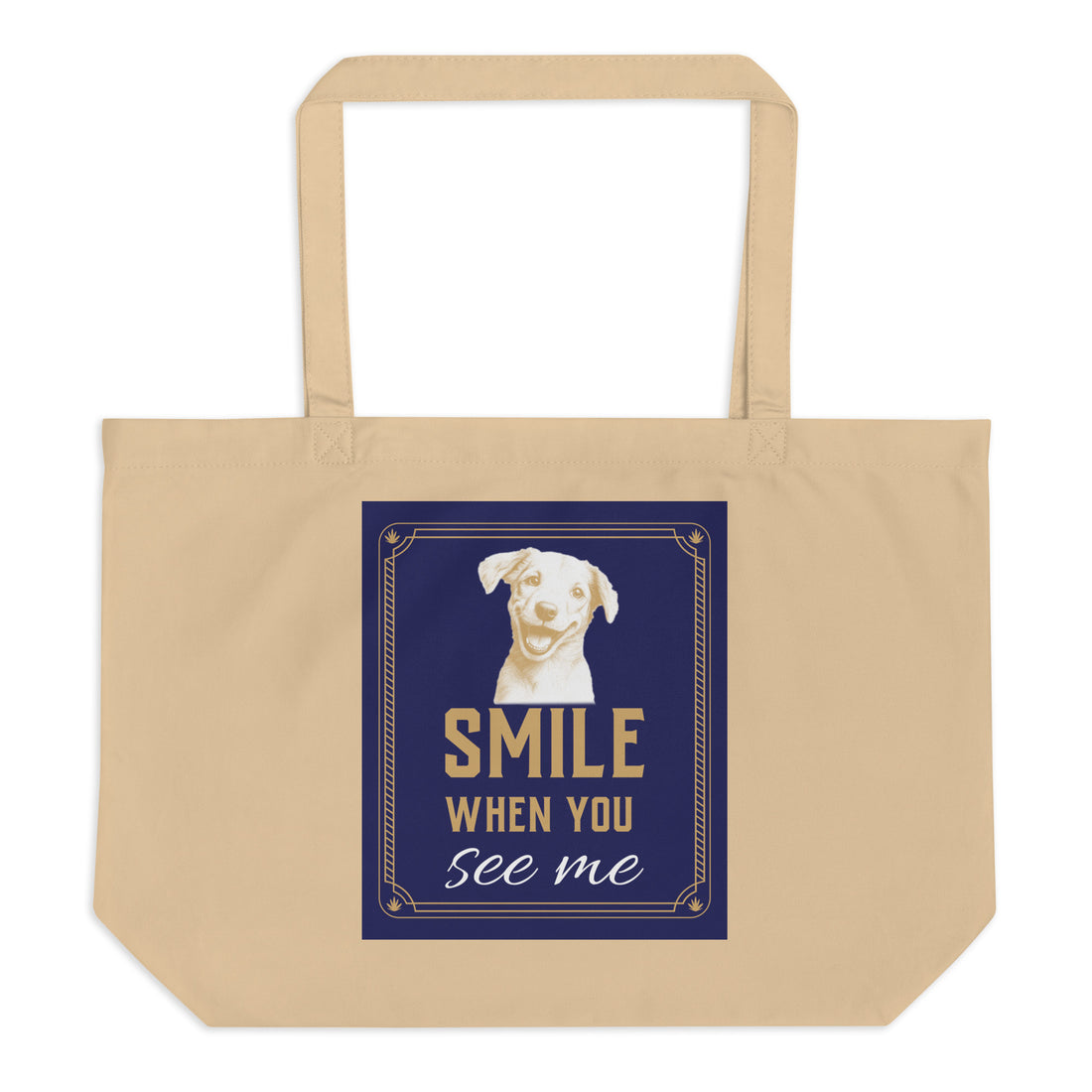 Large organic tote bag - Smile When You See Me Large Organic Tote – For Joyful Achievers by printfluence.net