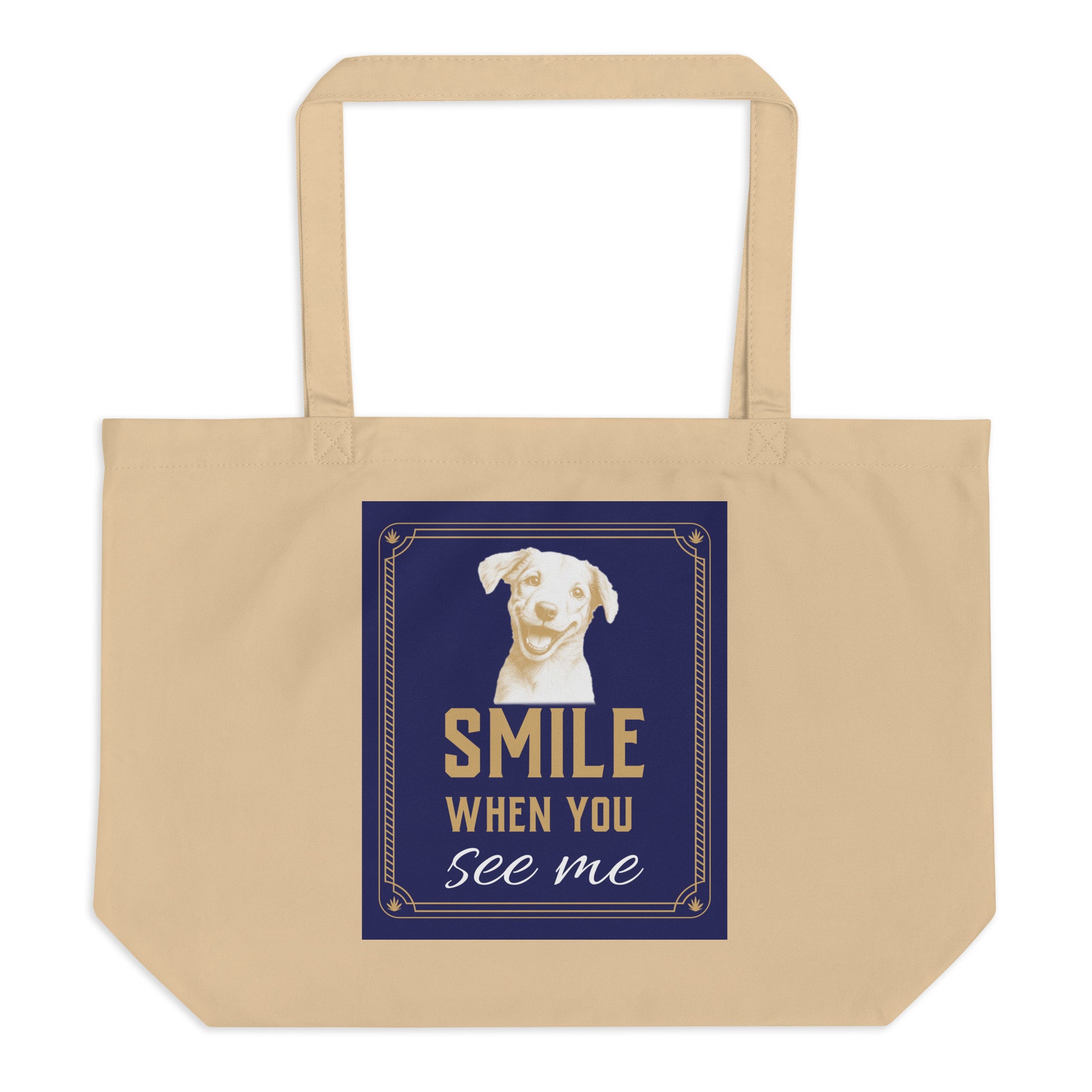 Large organic tote bag - Smile When You See Me Large Organic Tote – For Joyful Achievers by printfluence.net
