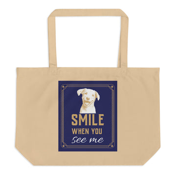 Large organic tote bag - Smile When You See Me Large Organic Tote – For Joyful Achievers by printfluence.net