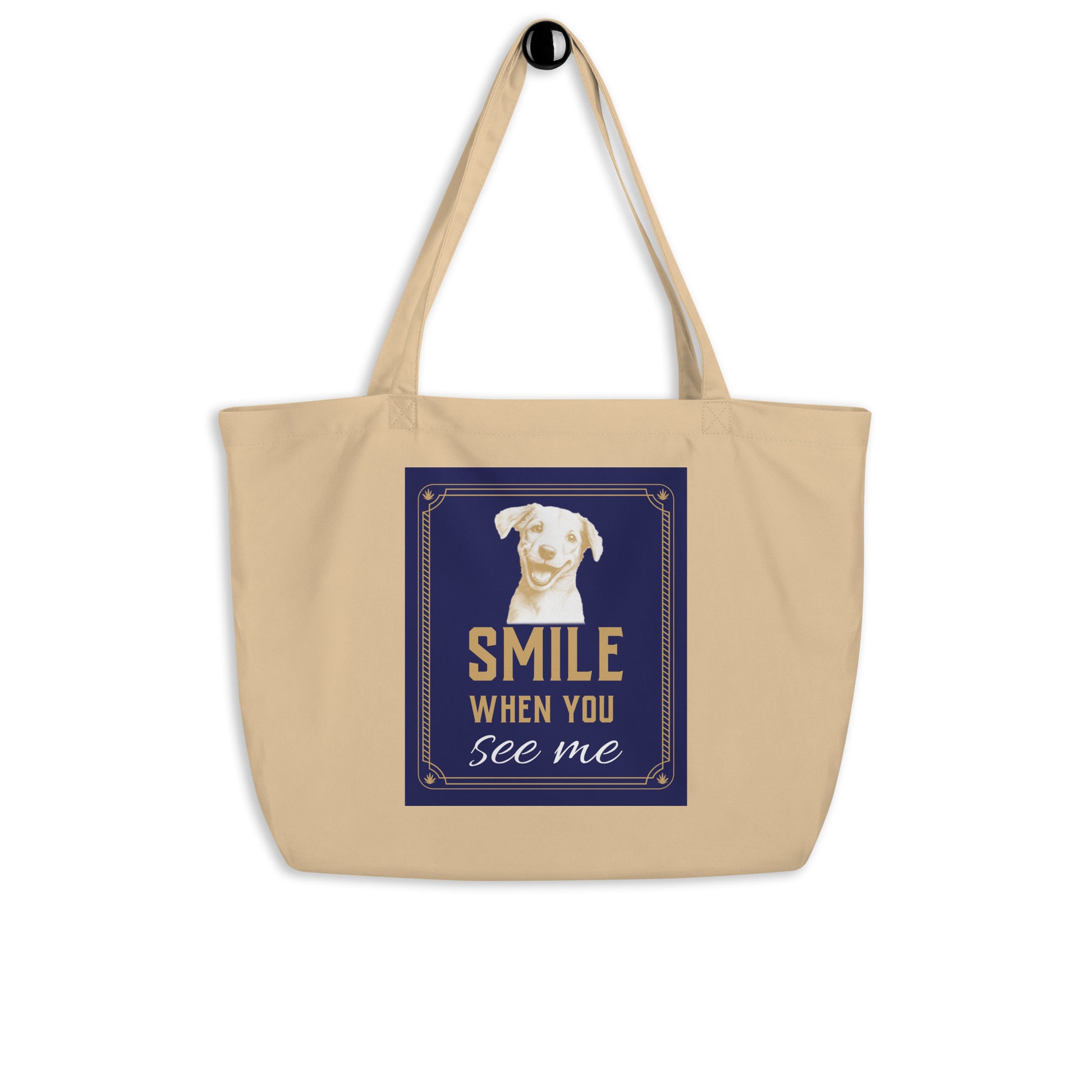 Large organic tote bag - Smile When You See Me Large Organic Tote – For Joyful Achievers by printfluence.net