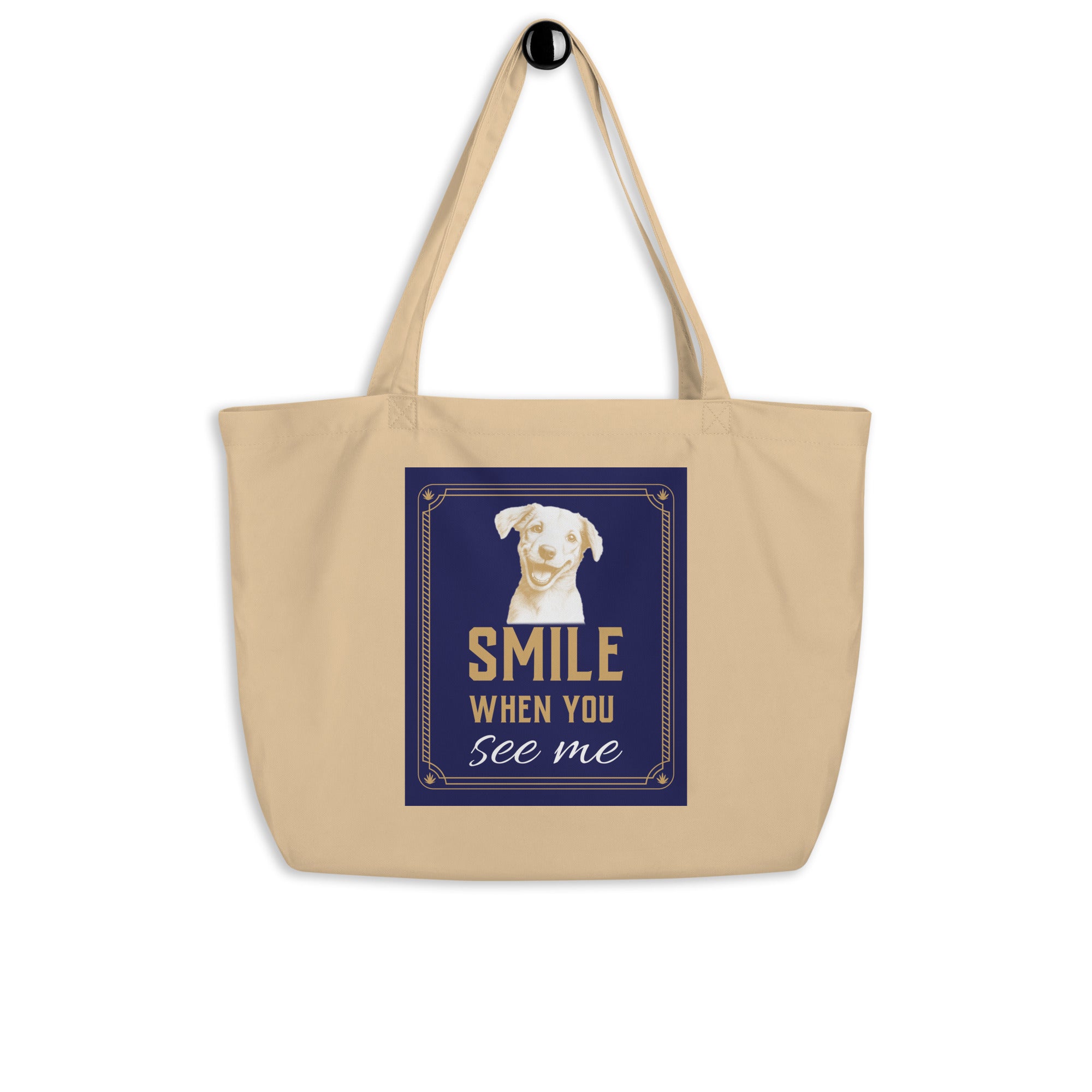 Large organic tote bag - Smile When You See Me Large Organic Tote – For Joyful Achievers by printfluence.net