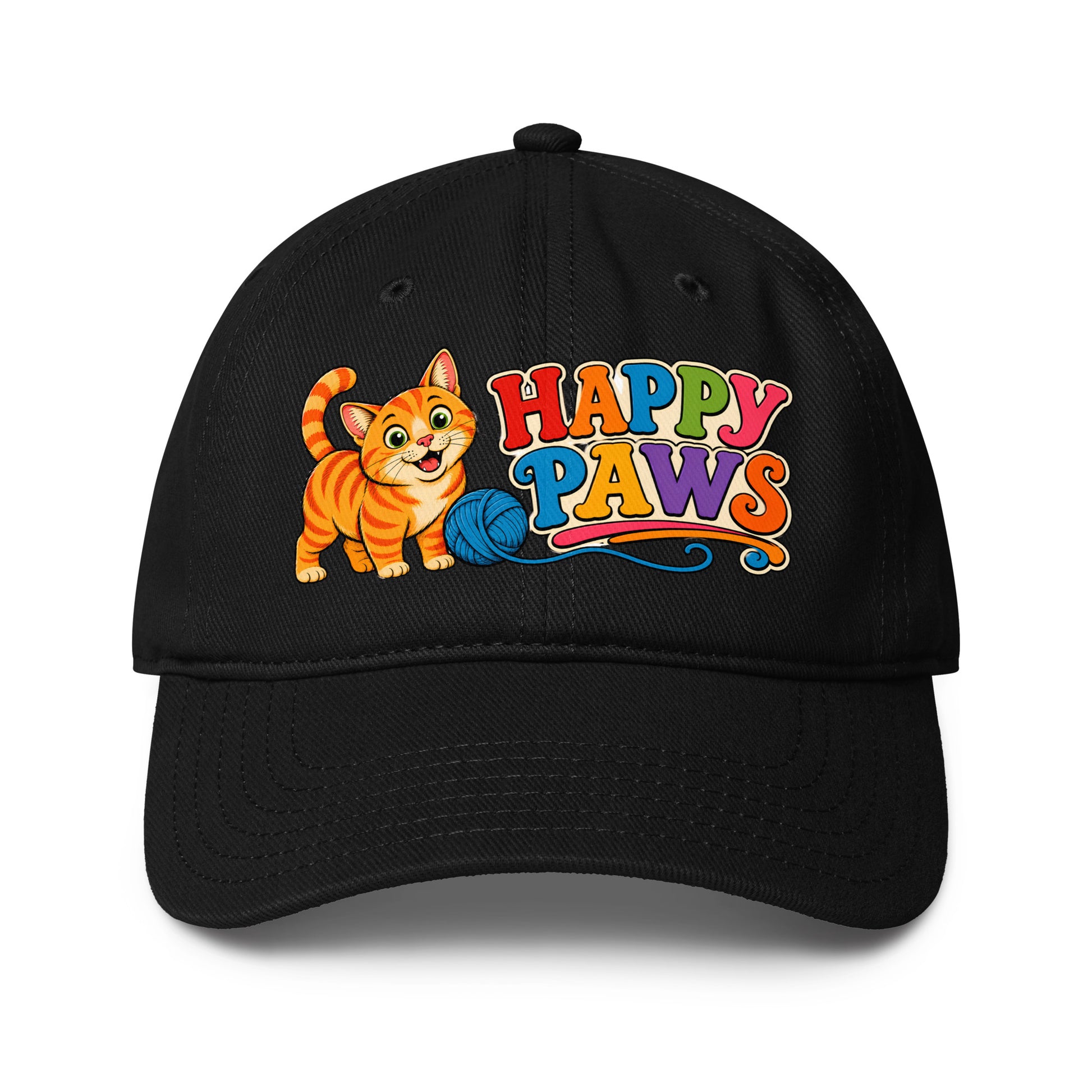 Retro Happy Paws Orange Tabby | Classic Baseball Cap for Cat Lovers by printfluence.net