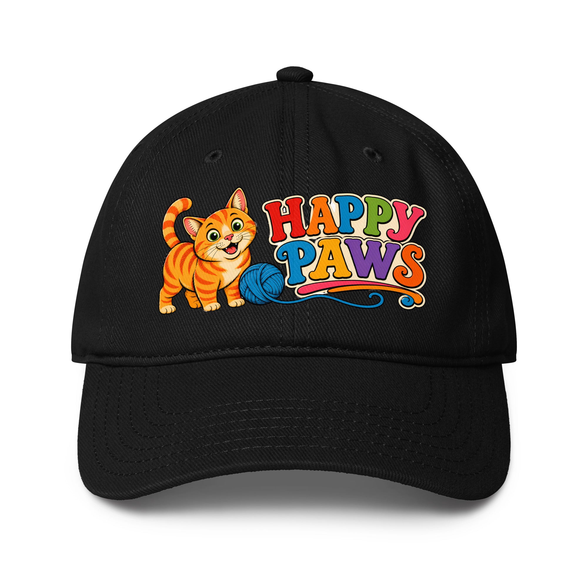 Retro Happy Paws Orange Tabby | Classic Baseball Cap for Cat Lovers by printfluence.net