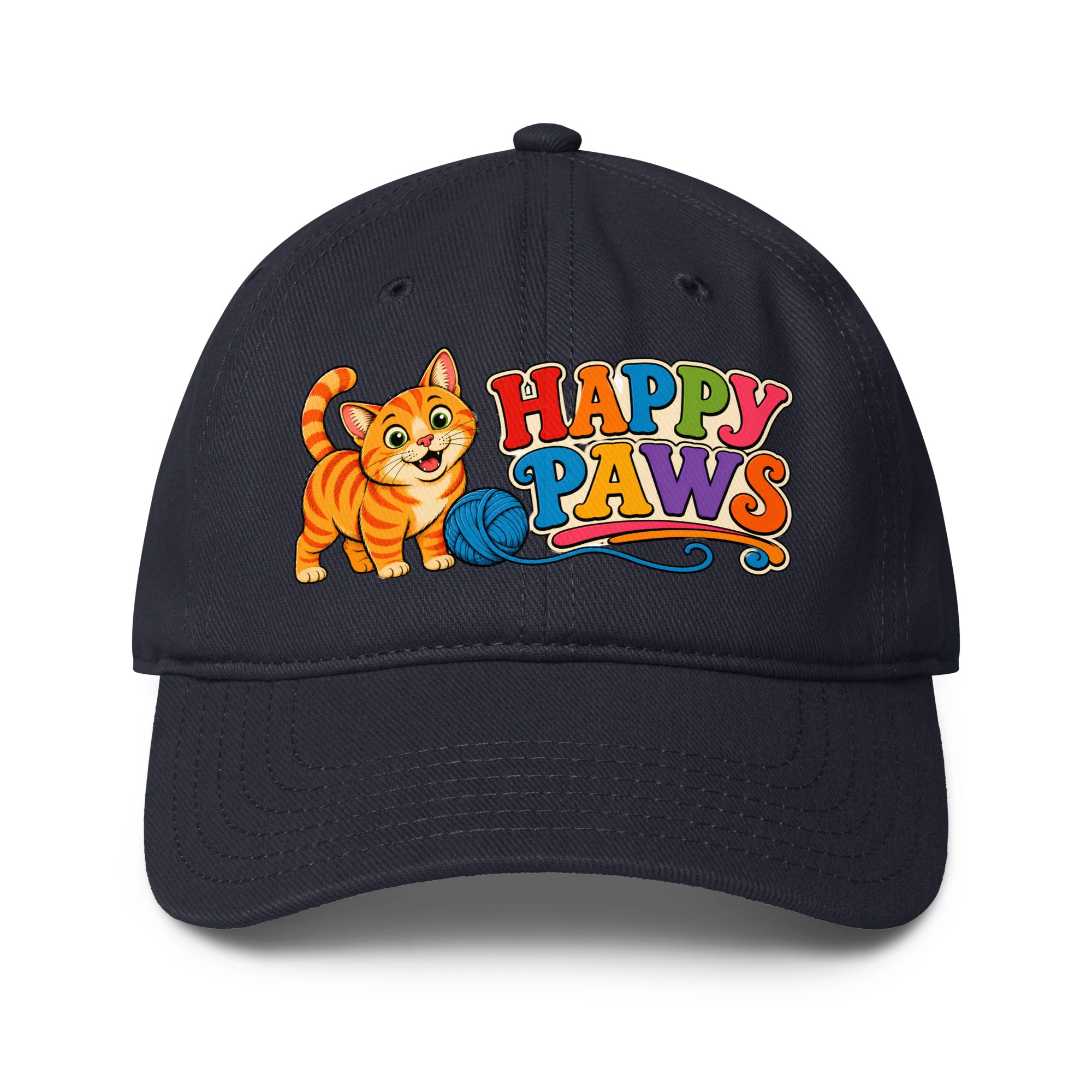 Retro Happy Paws Orange Tabby | Classic Baseball Cap for Cat Lovers by printfluence.net