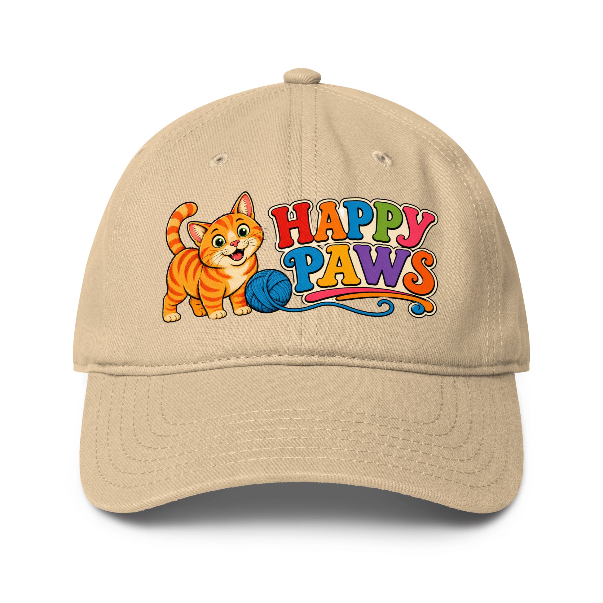 Retro Happy Paws Orange Tabby | Classic Baseball Cap for Cat Lovers by printfluence.net