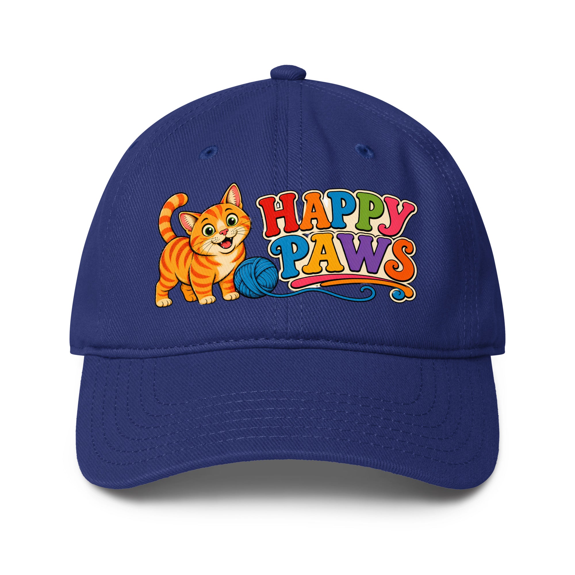 Retro Happy Paws Orange Tabby | Classic Baseball Cap for Cat Lovers by printfluence.net