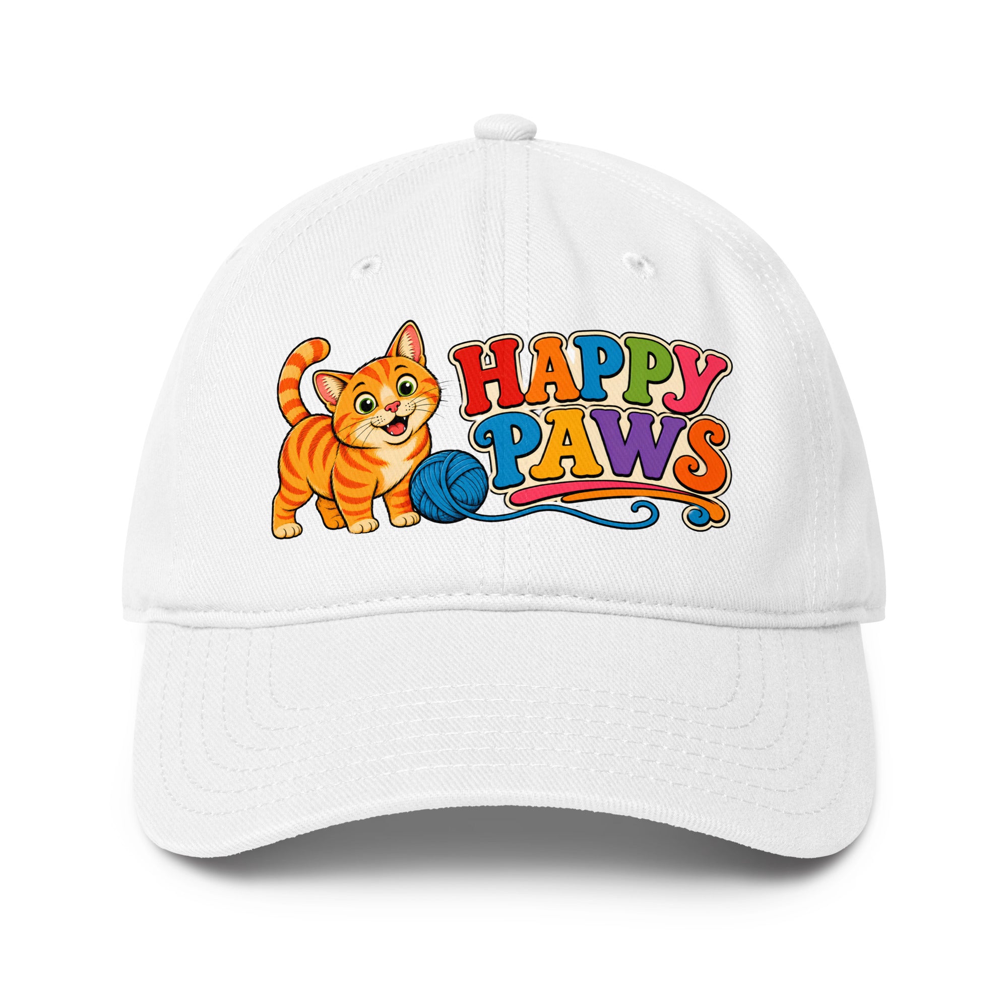 Retro Happy Paws Orange Tabby | Classic Baseball Cap for Cat Lovers by printfluence.net