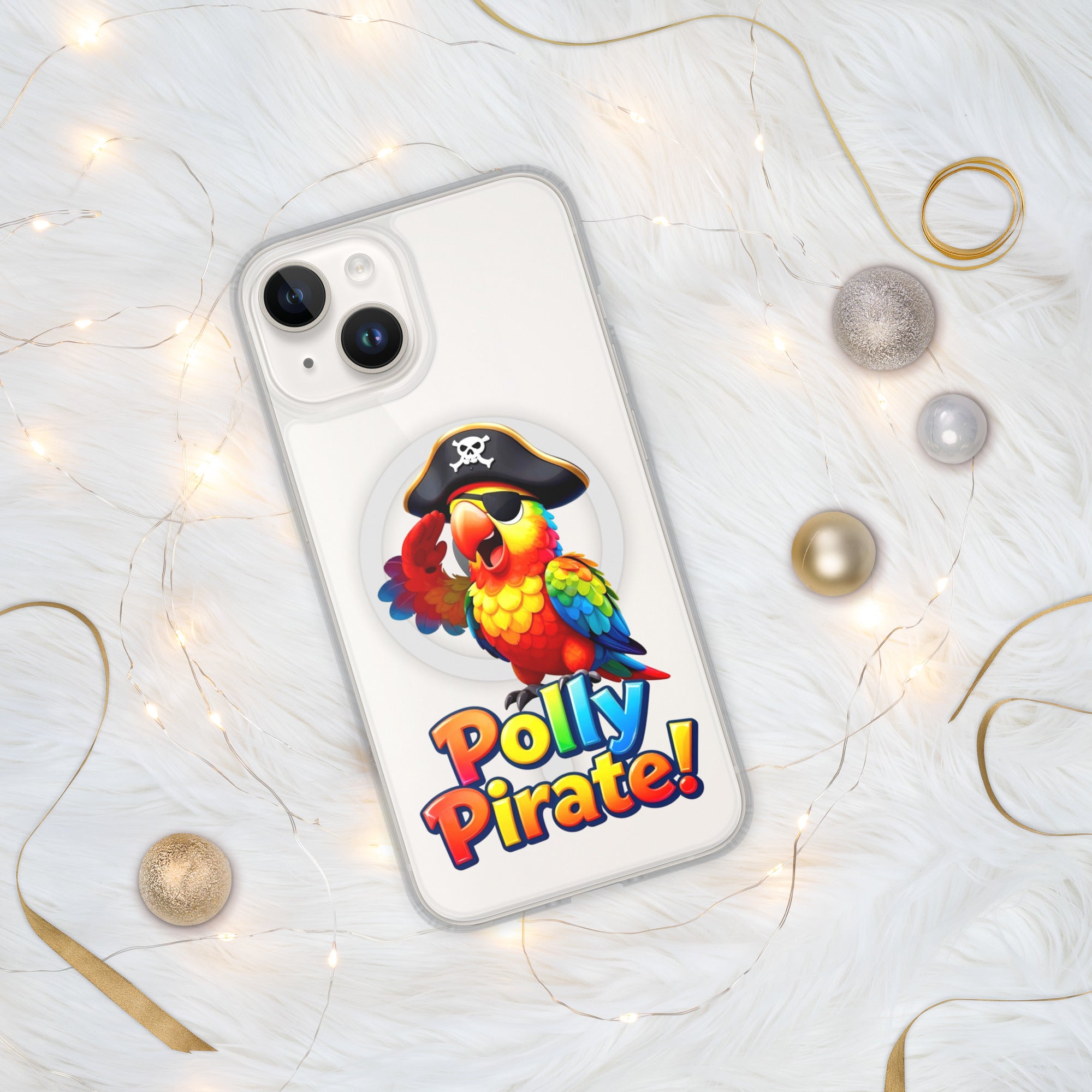 MagSafe® clear case for iPhone® - Polly Pirate Parrot iPhone Case – One-Eyed Cartoon Bird Adventure Phone Cover by printfluence.net
