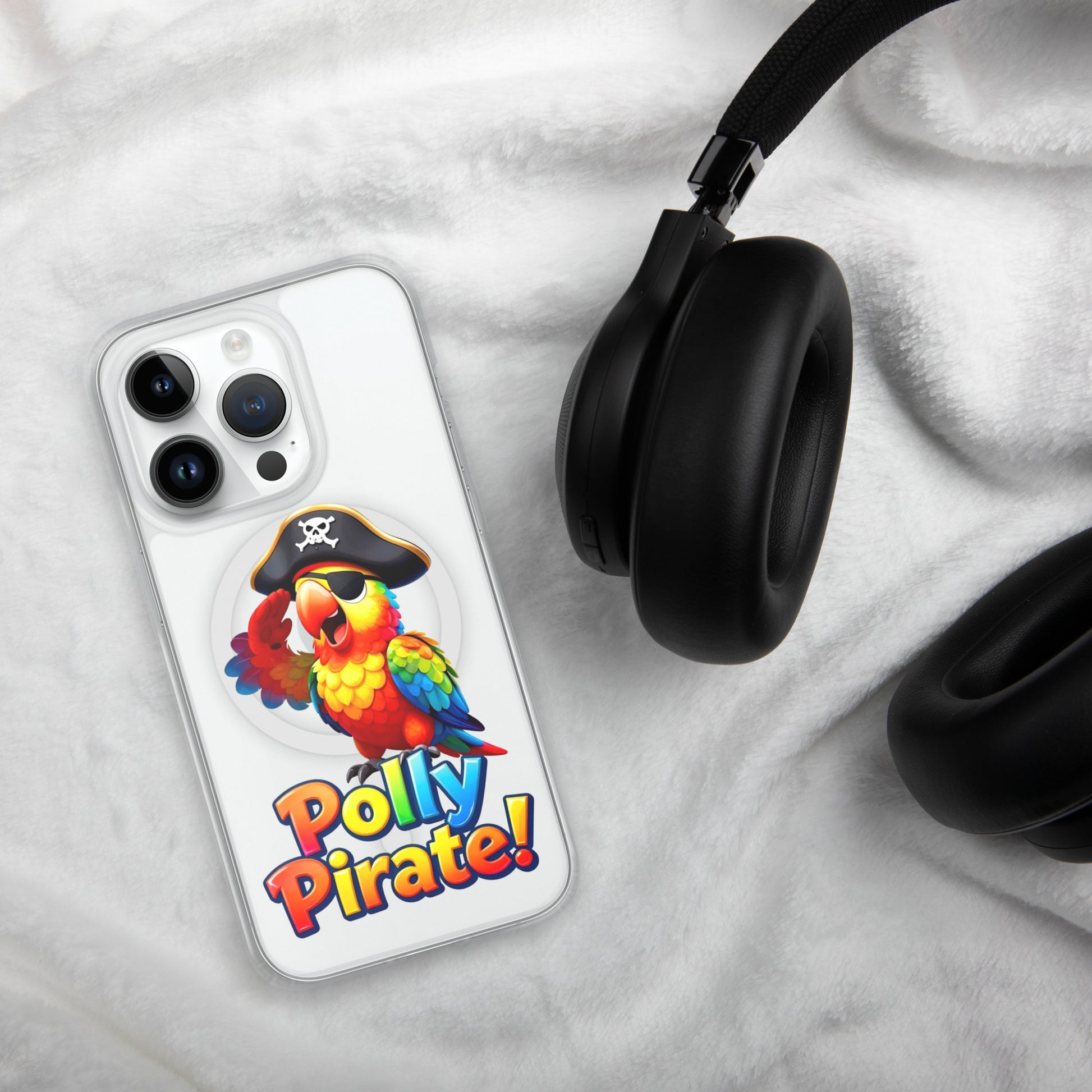 MagSafe® clear case for iPhone® - Polly Pirate Parrot iPhone Case – One-Eyed Cartoon Bird Adventure Phone Cover by printfluence.net