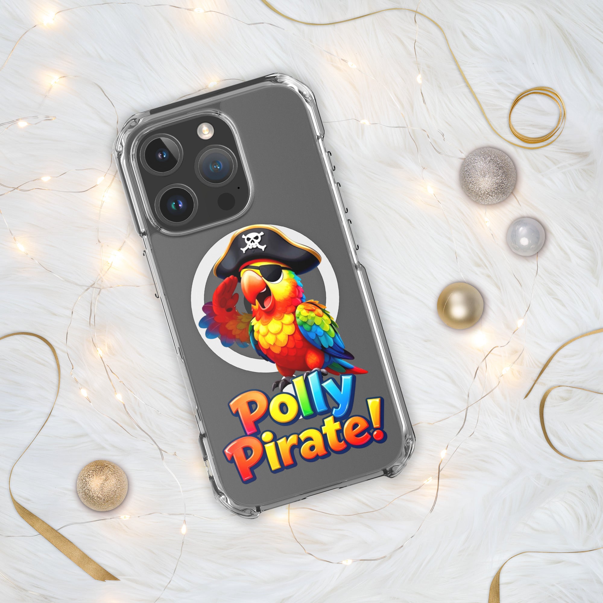 MagSafe® clear case for iPhone® - Polly Pirate Parrot iPhone Case – One-Eyed Cartoon Bird Adventure Phone Cover by printfluence.net