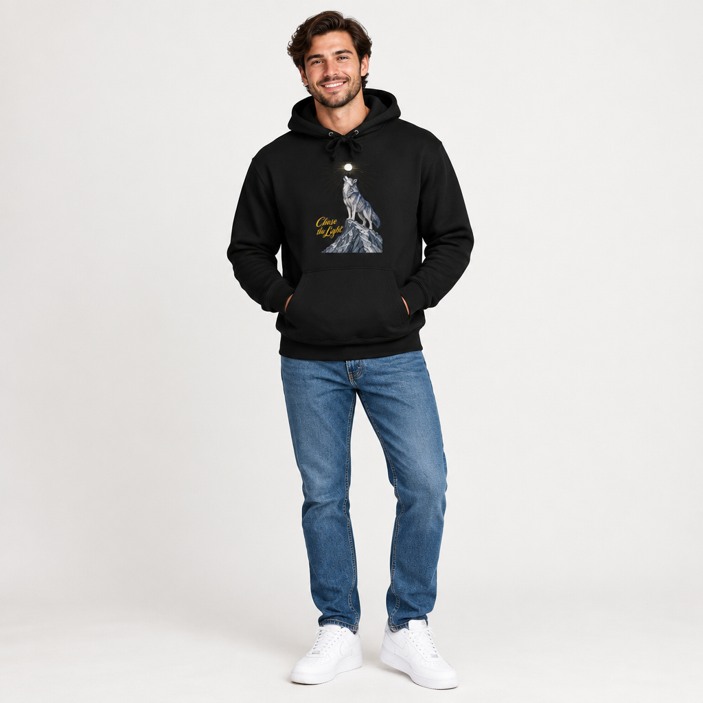 Inspirational Quotes Lovers | Unisex Heavyweight Pullover Hoodie — Chase the Light by printfluence