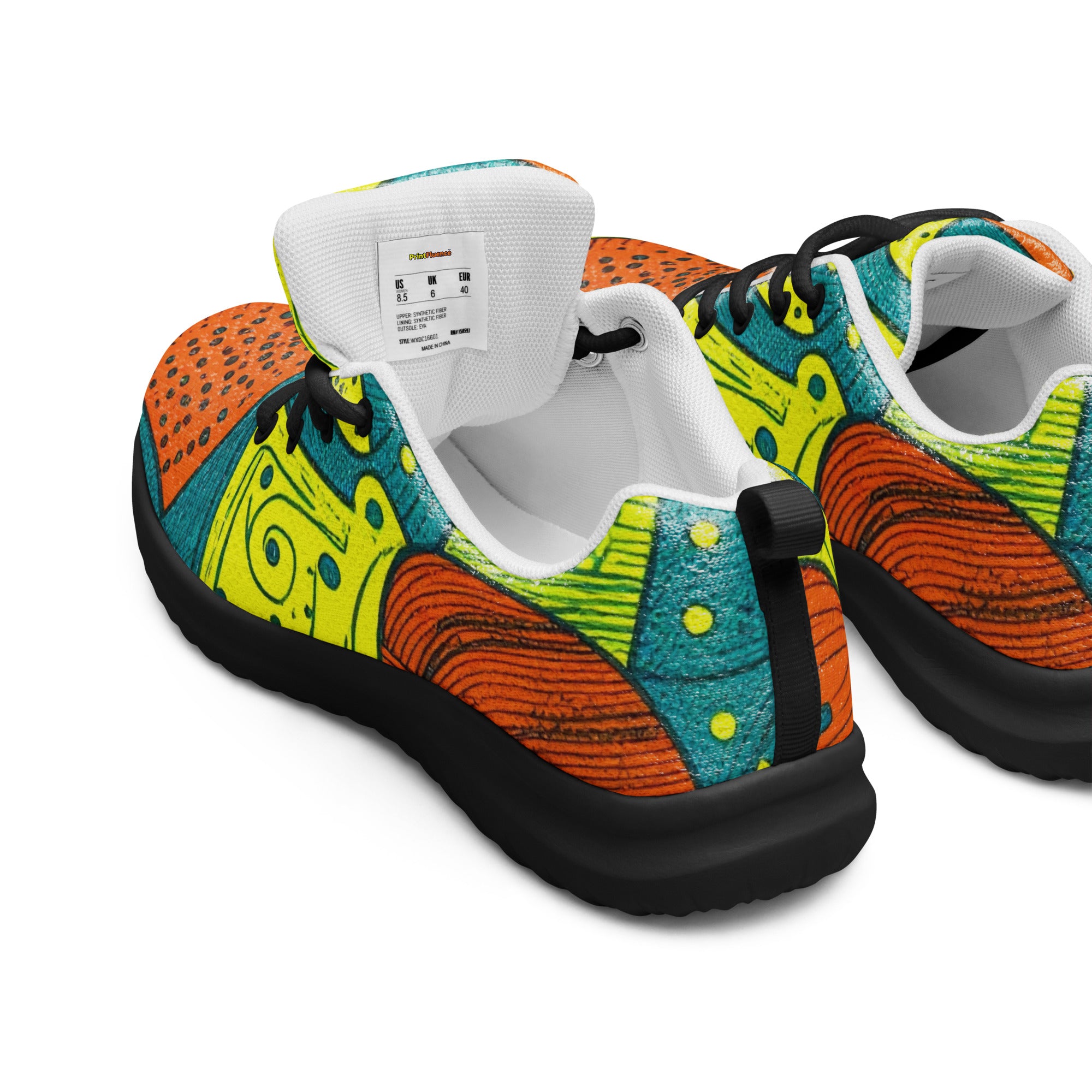 Men’s athletic shoes - Tropical Geo Athletic Shoes – Men’s Bold Abstract Print Sneakers by printfluence.net