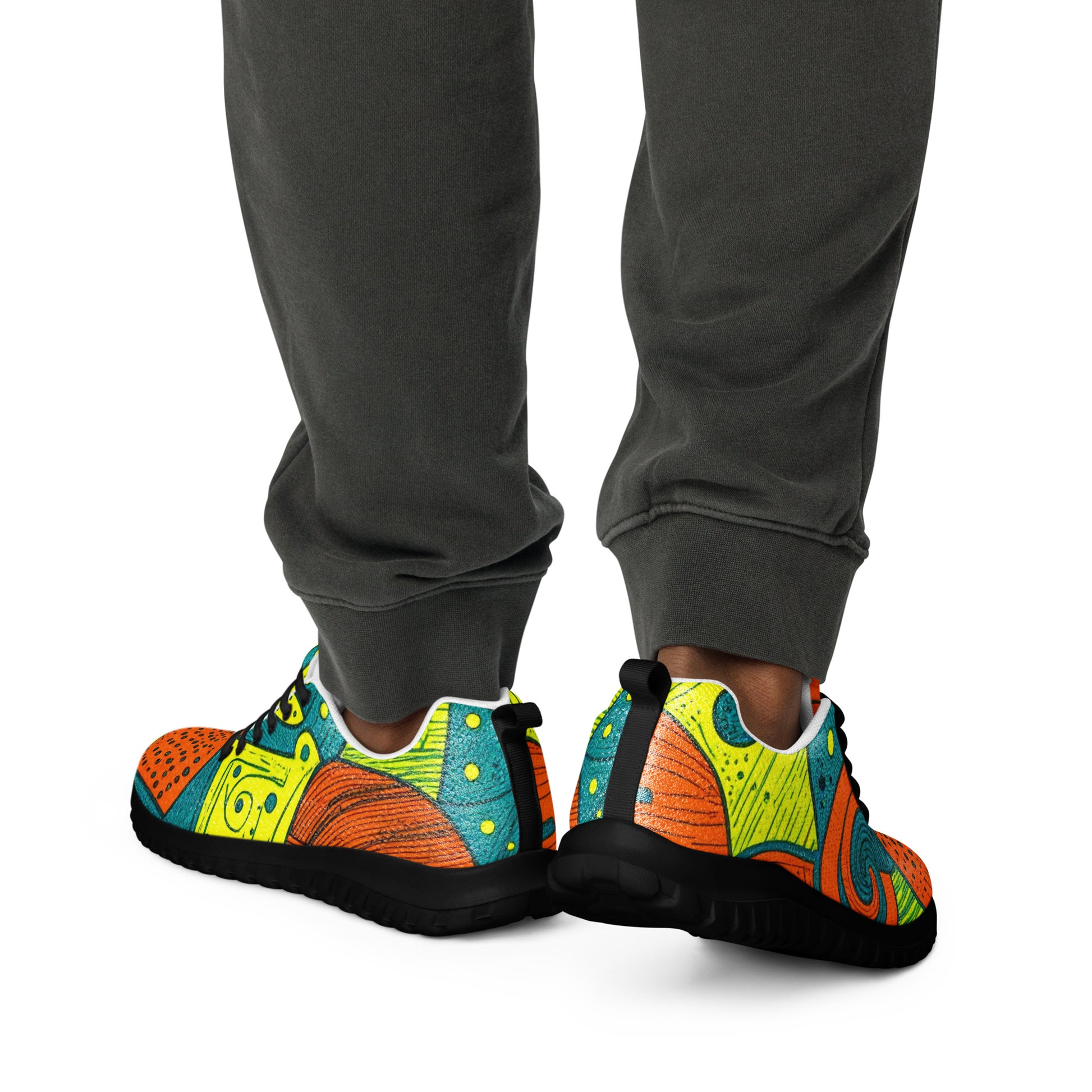 Men’s athletic shoes - Tropical Geo Athletic Shoes – Men’s Bold Abstract Print Sneakers by printfluence.net