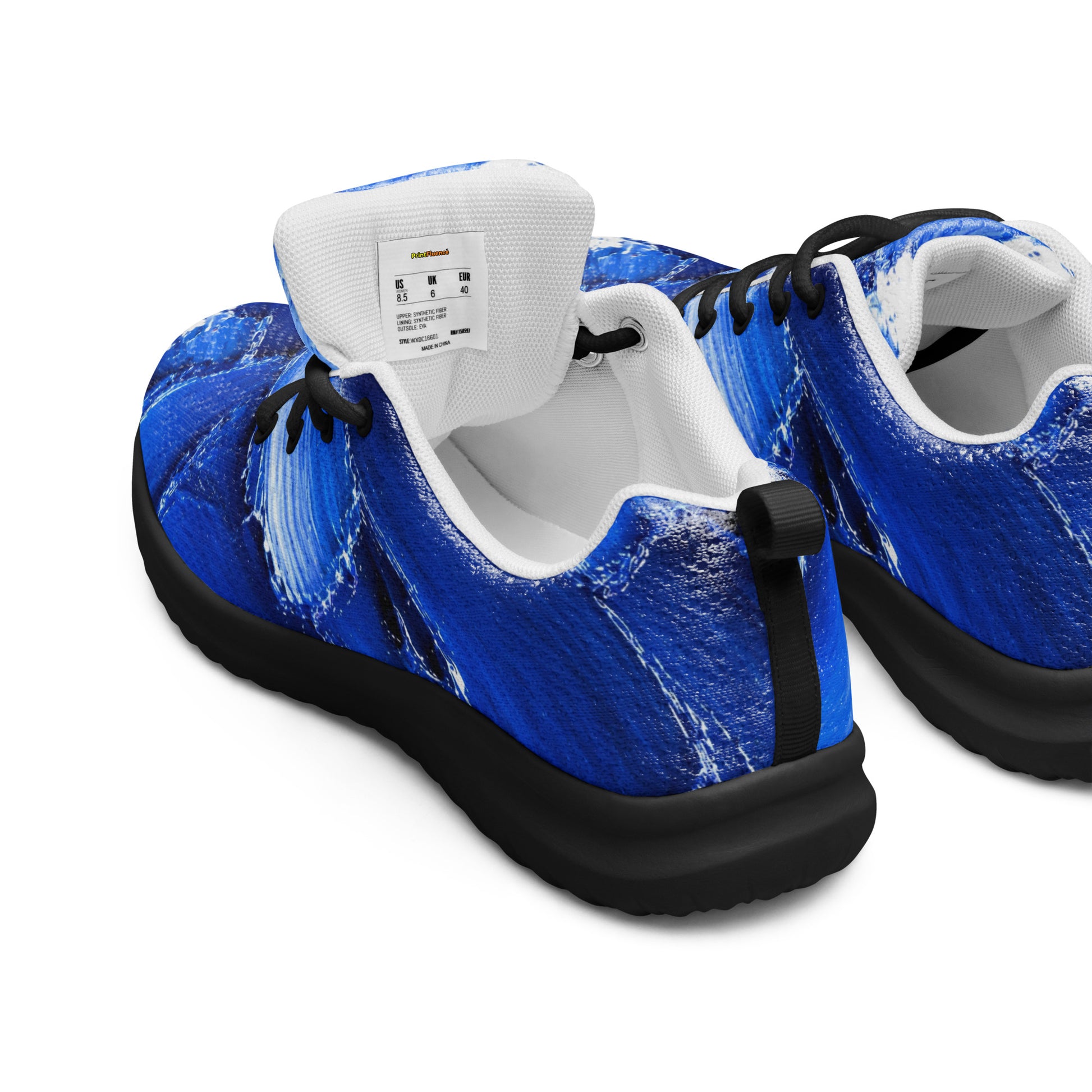 Men’s athletic shoes - Azure Strike: Men’s Athletic Performance Shoes - Electric Blue Abstract Art by printfluence.net