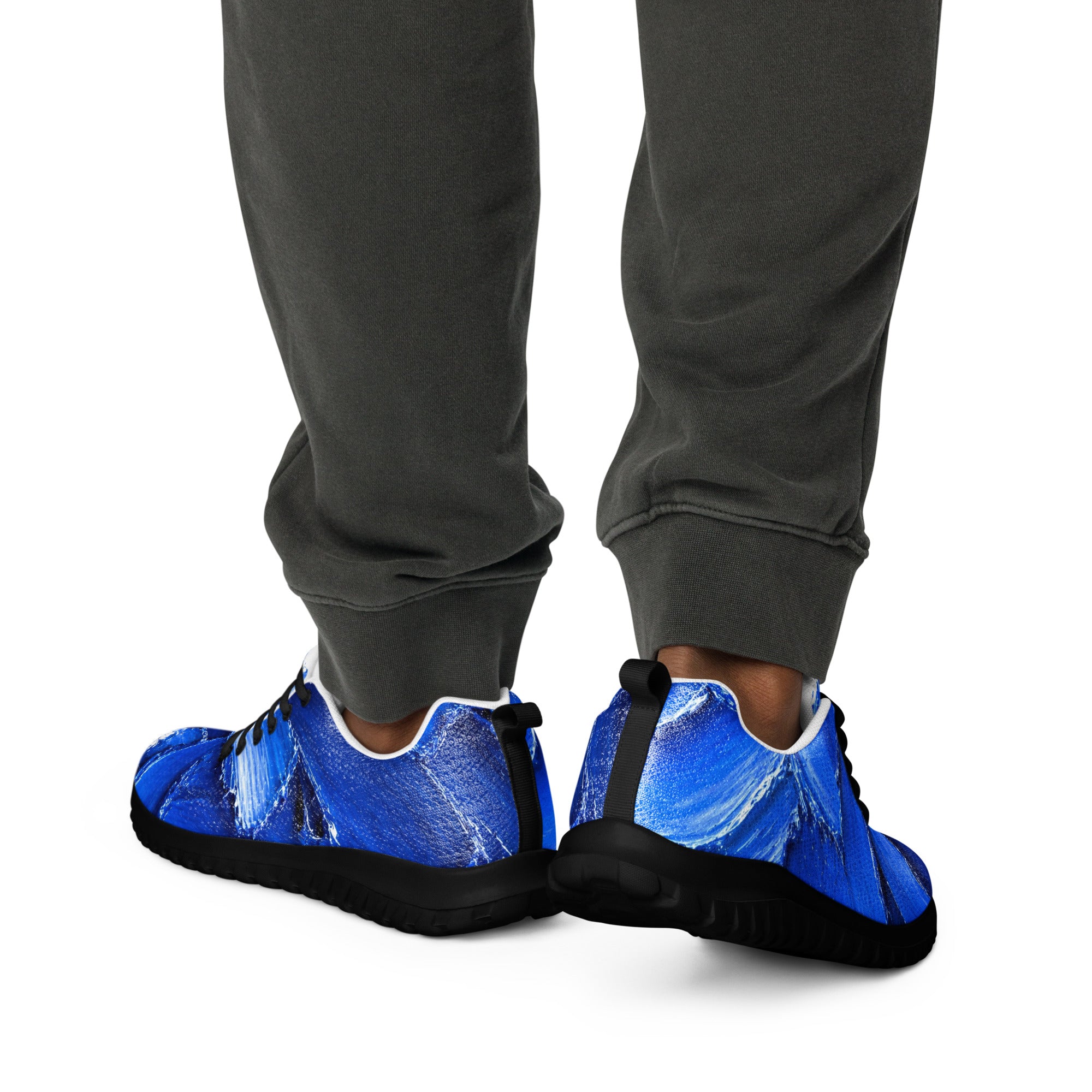 Men’s athletic shoes - Azure Strike: Men’s Athletic Performance Shoes - Electric Blue Abstract Art by printfluence.net