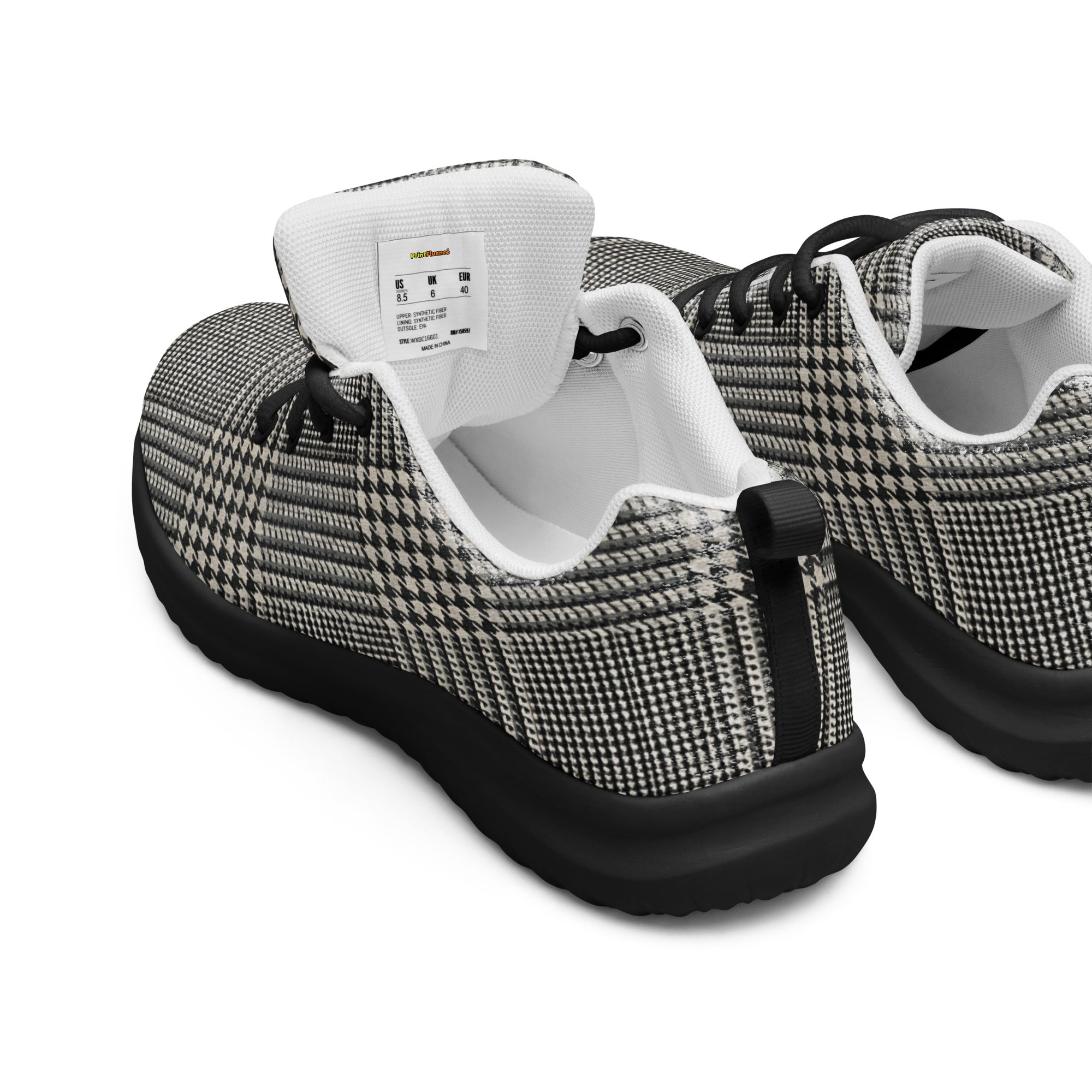 Men’s athletic shoes - Executive Pulse: Men’s Athletic Performance Shoes - Classic Grey Glen Plaid Pattern by printfluence.net