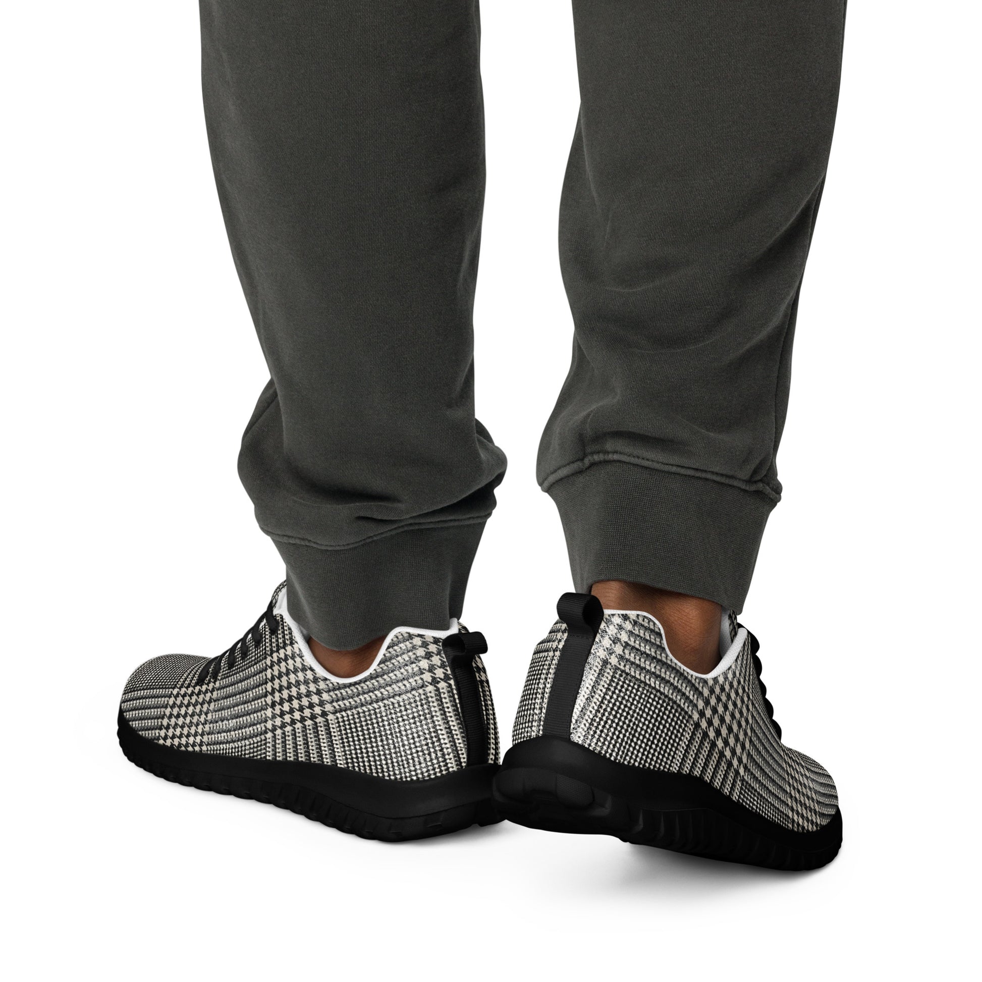 Men’s athletic shoes - Executive Pulse: Men’s Athletic Performance Shoes - Classic Grey Glen Plaid Pattern by printfluence.net