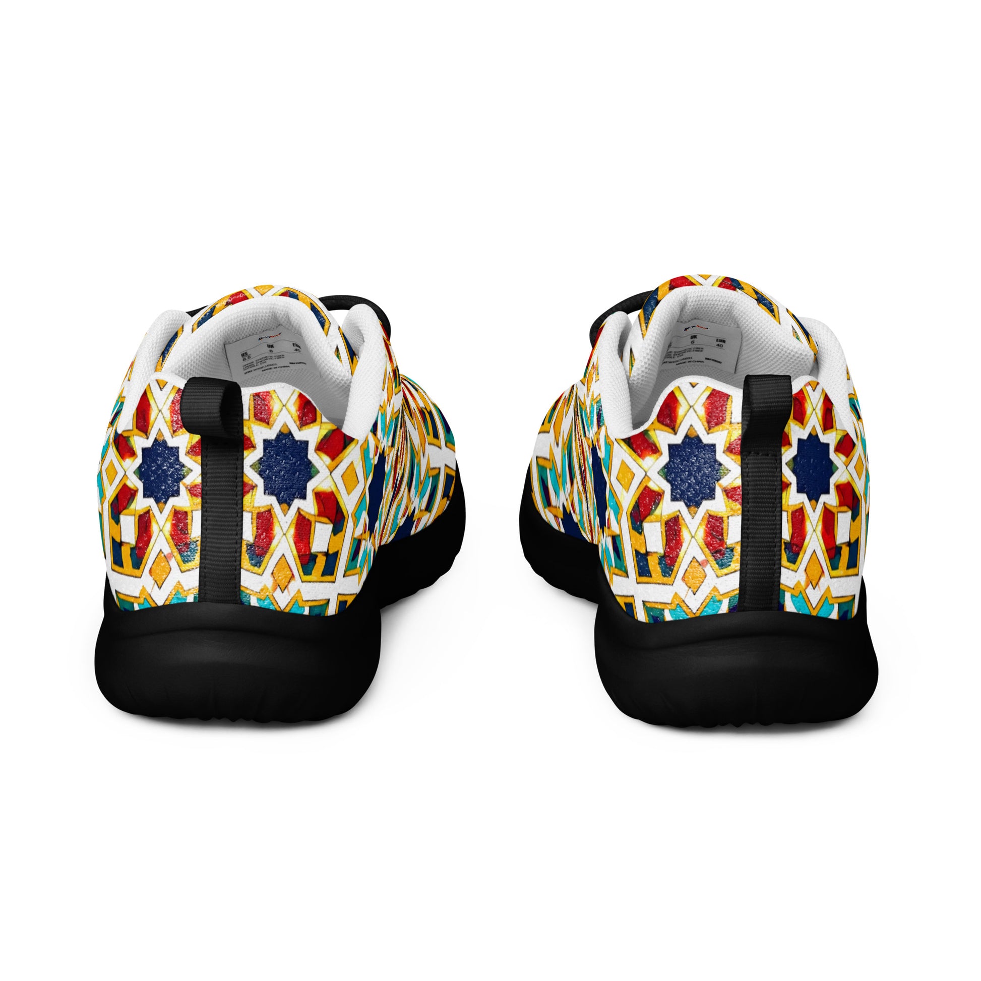 Men’s athletic shoes - Elite Royal Arabesque Floral - Premium Luxury Geometric Star Pattern Design by printfluence.net