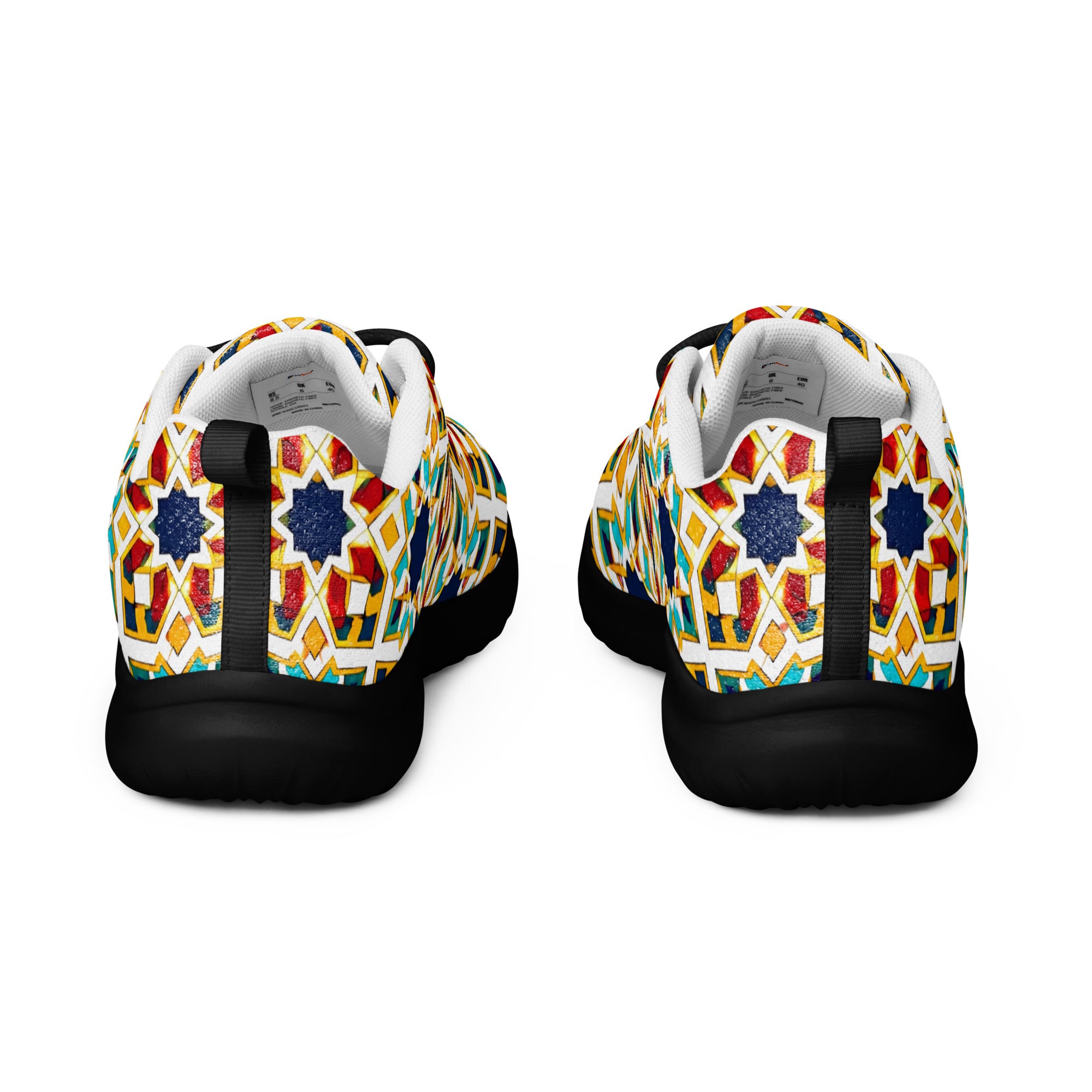 Men’s athletic shoes - Elite Royal Arabesque Floral - Premium Luxury Geometric Star Pattern Design by printfluence.net