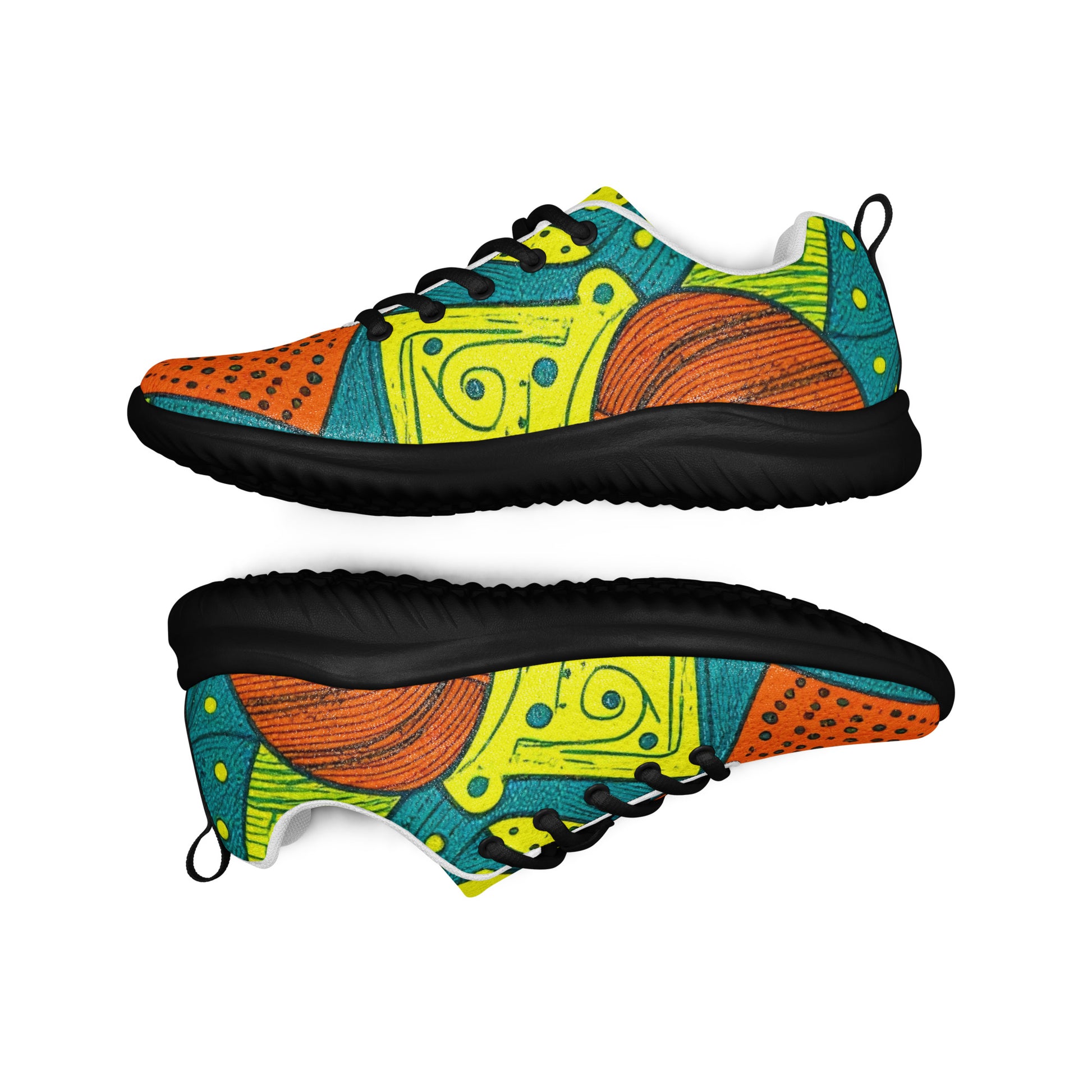 Men’s athletic shoes - Tropical Geo Athletic Shoes – Men’s Bold Abstract Print Sneakers by printfluence.net