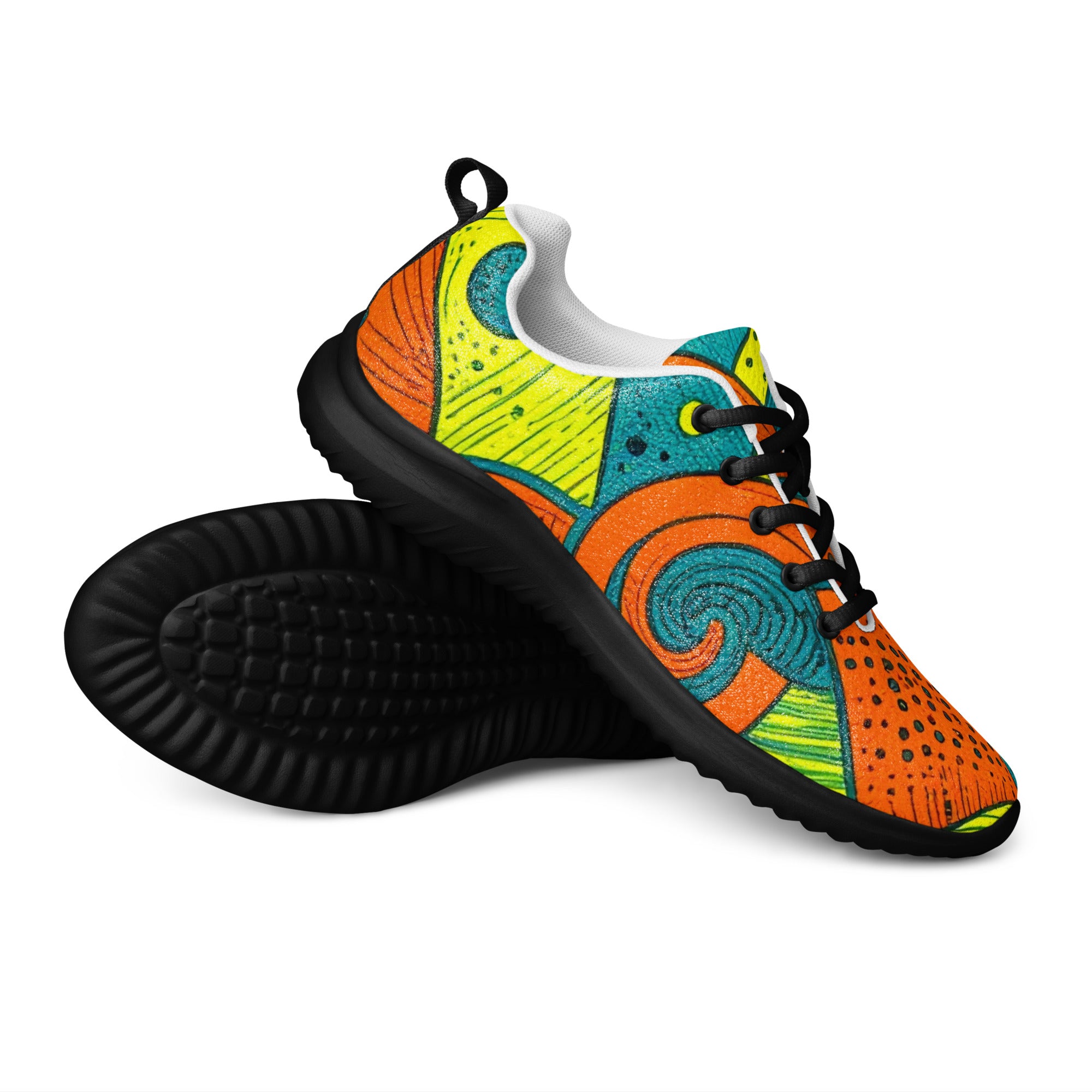 Men’s athletic shoes - Tropical Geo Athletic Shoes – Men’s Bold Abstract Print Sneakers by printfluence.net