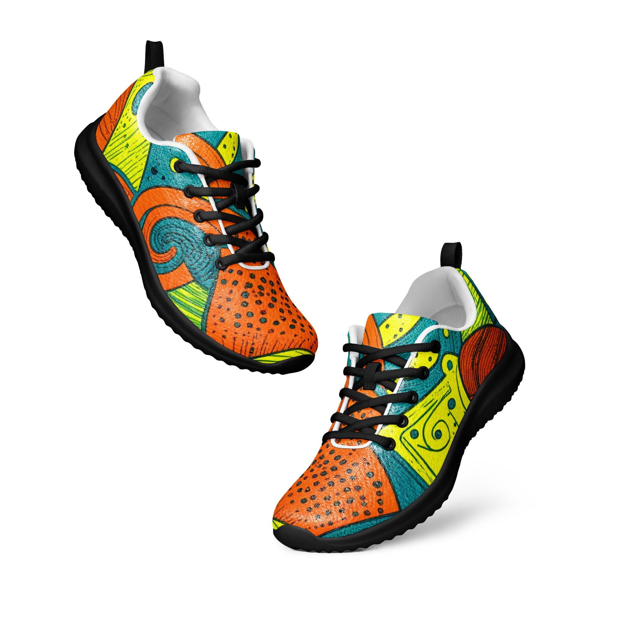 Men’s athletic shoes - Tropical Geo Athletic Shoes – Men’s Bold Abstract Print Sneakers by printfluence.net