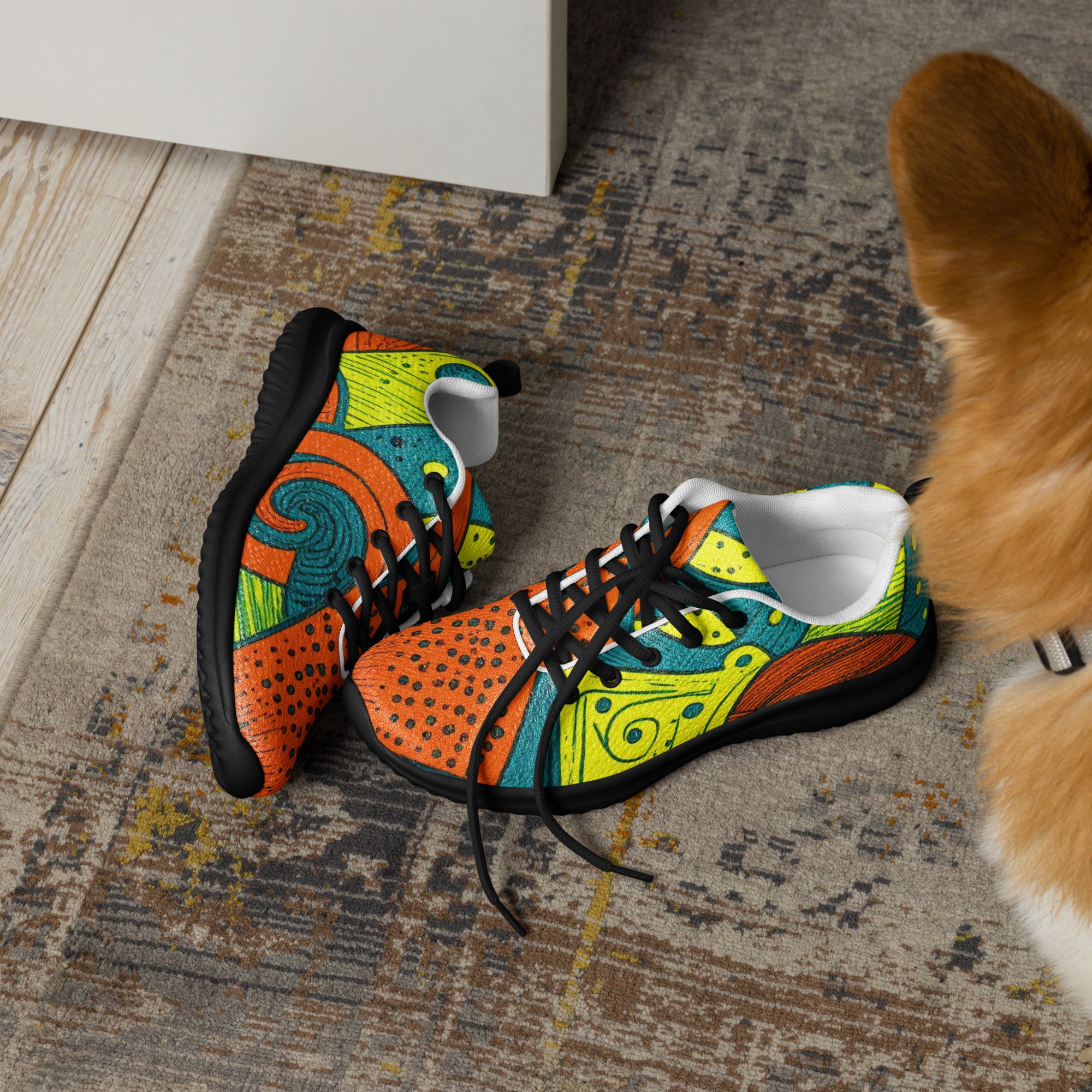 Men’s athletic shoes - Tropical Geo Athletic Shoes – Men’s Bold Abstract Print Sneakers by printfluence.net