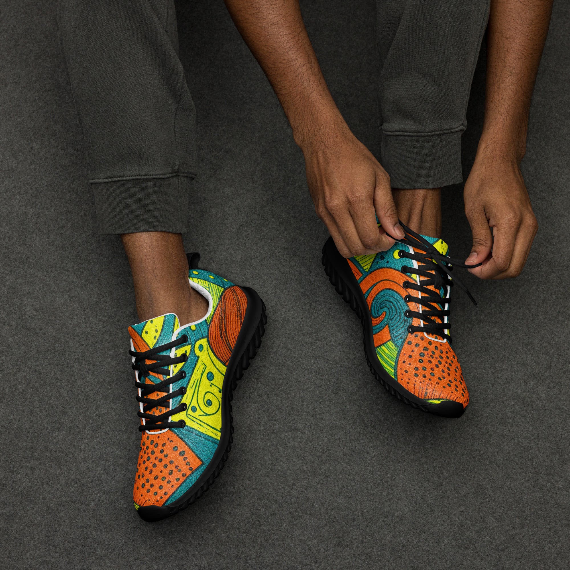 Men’s athletic shoes - Tropical Geo Athletic Shoes – Men’s Bold Abstract Print Sneakers by printfluence.net