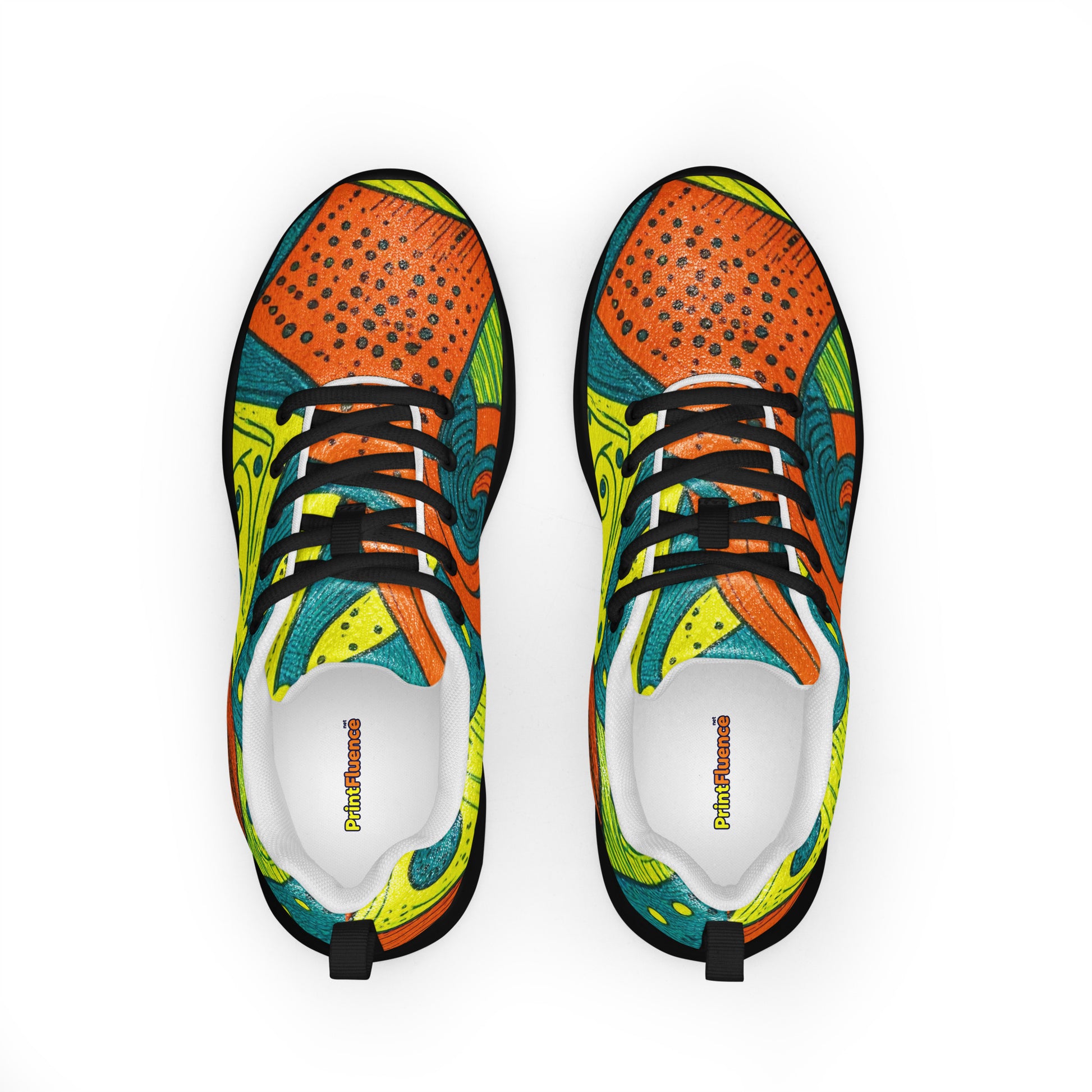 Men’s athletic shoes - Tropical Geo Athletic Shoes – Men’s Bold Abstract Print Sneakers by printfluence.net