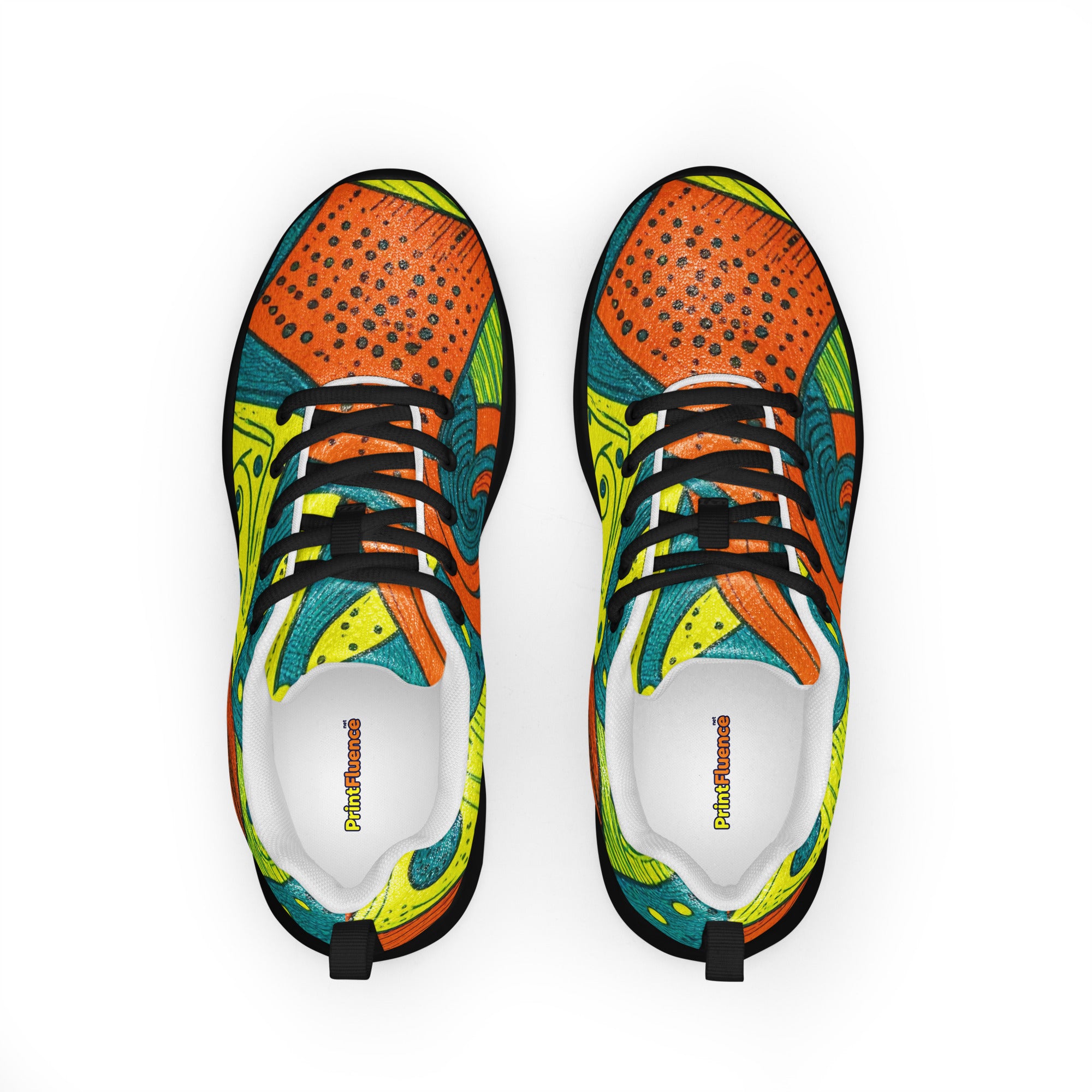 Men’s athletic shoes - Tropical Geo Athletic Shoes – Men’s Bold Abstract Print Sneakers by printfluence.net