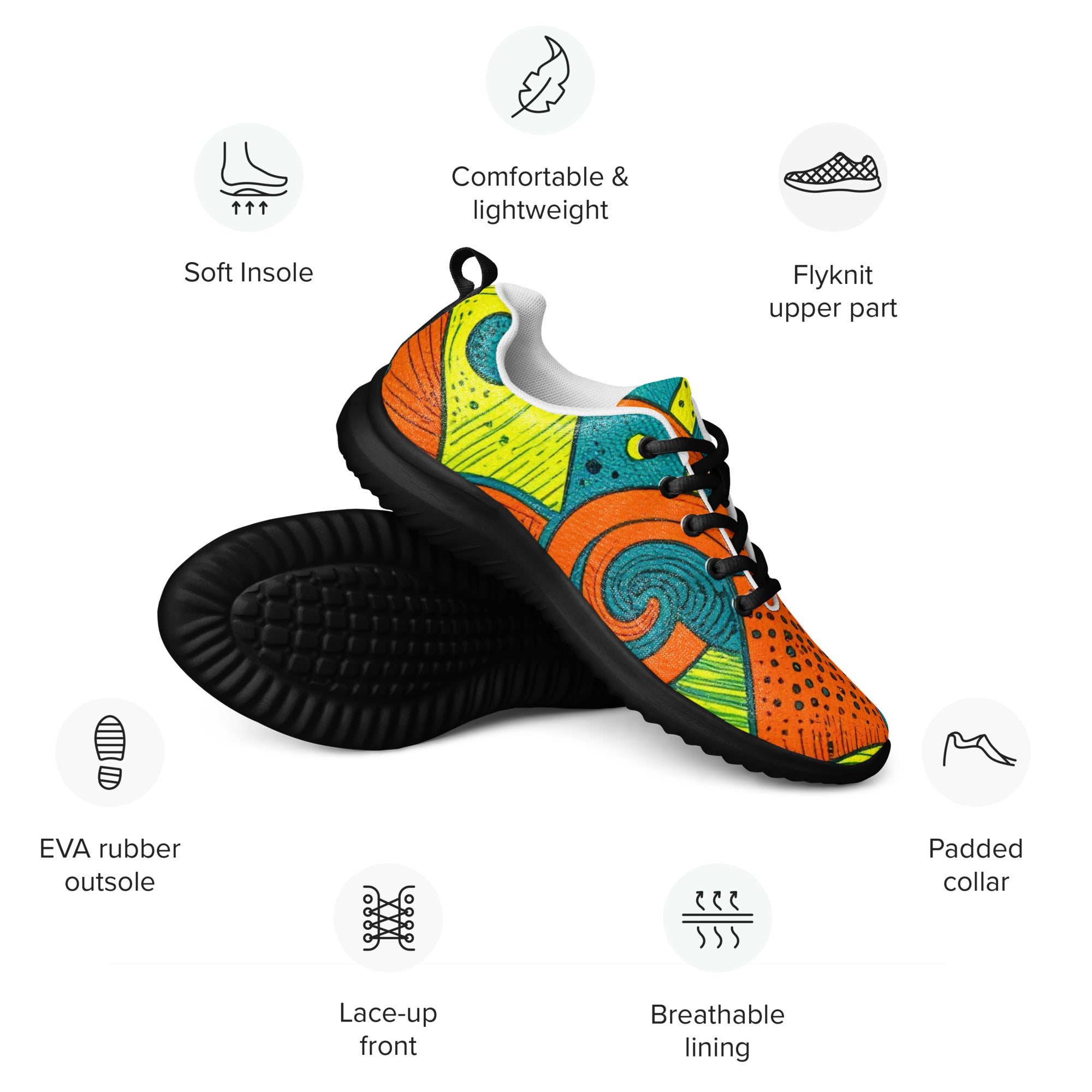 Men’s athletic shoes - Tropical Geo Athletic Shoes – Men’s Bold Abstract Print Sneakers by printfluence.net