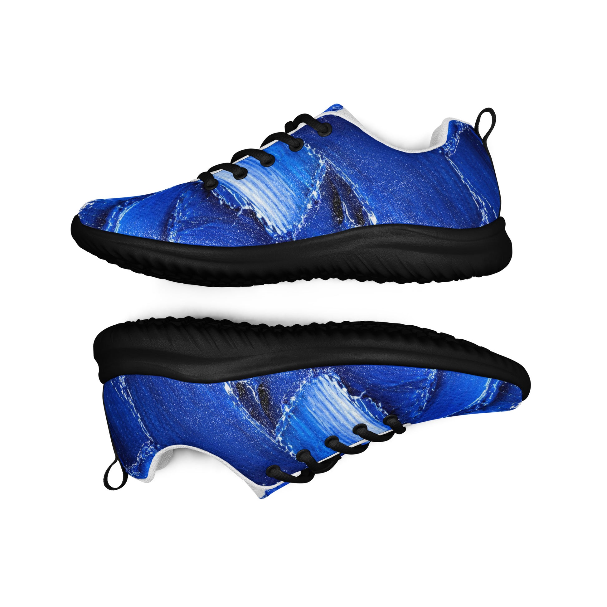 Men’s athletic shoes - Azure Strike: Men’s Athletic Performance Shoes - Electric Blue Abstract Art by printfluence.net