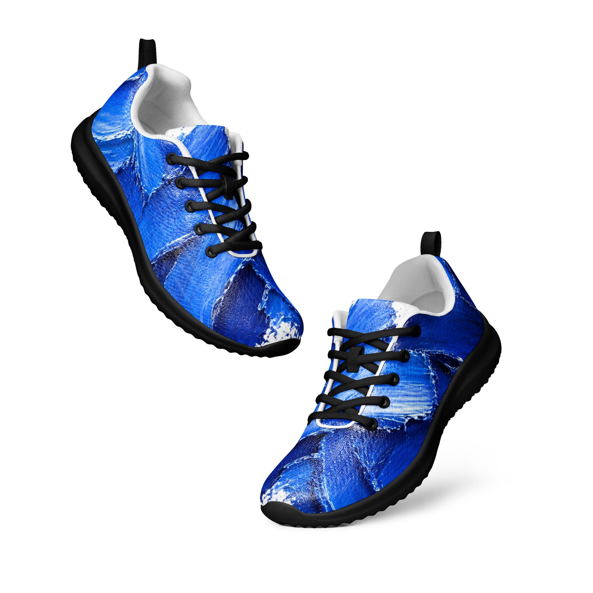 Men’s athletic shoes - Azure Strike: Men’s Athletic Performance Shoes - Electric Blue Abstract Art by printfluence.net