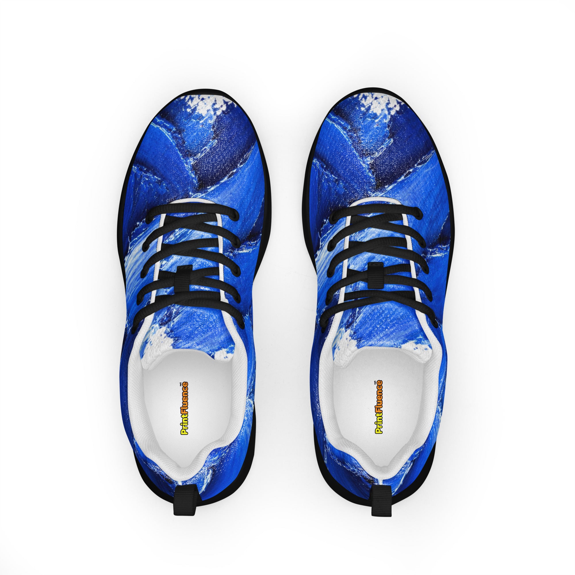 Men’s athletic shoes - Azure Strike: Men’s Athletic Performance Shoes - Electric Blue Abstract Art by printfluence.net