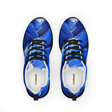 Men’s athletic shoes - Azure Strike: Men’s Athletic Performance Shoes - Electric Blue Abstract Art by printfluence.net