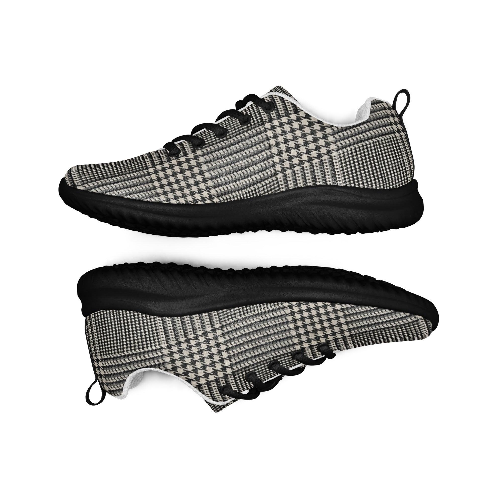 Men’s athletic shoes - Executive Pulse: Men’s Athletic Performance Shoes - Classic Grey Glen Plaid Pattern by printfluence.net