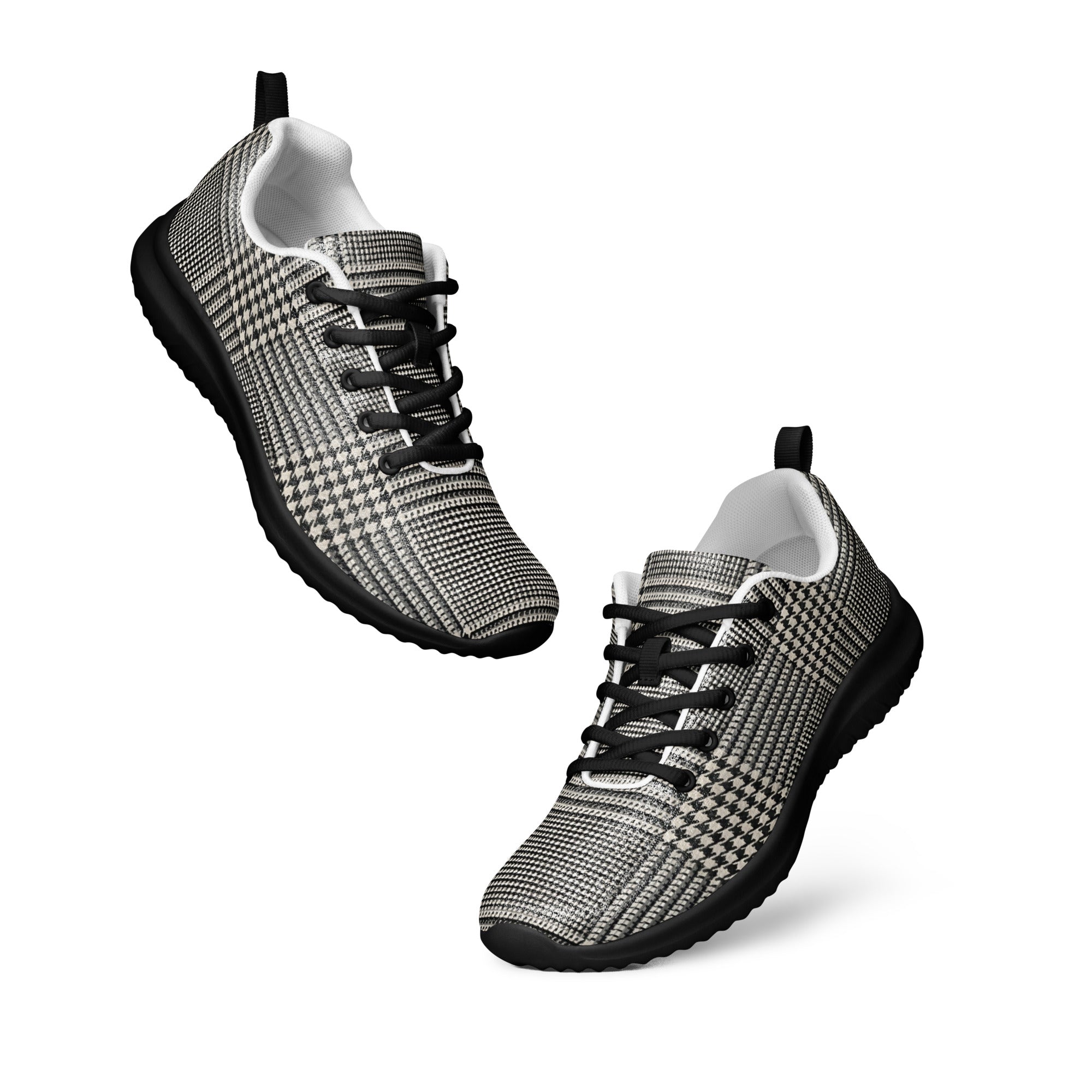 Men’s athletic shoes - Executive Pulse: Men’s Athletic Performance Shoes - Classic Grey Glen Plaid Pattern by printfluence.net