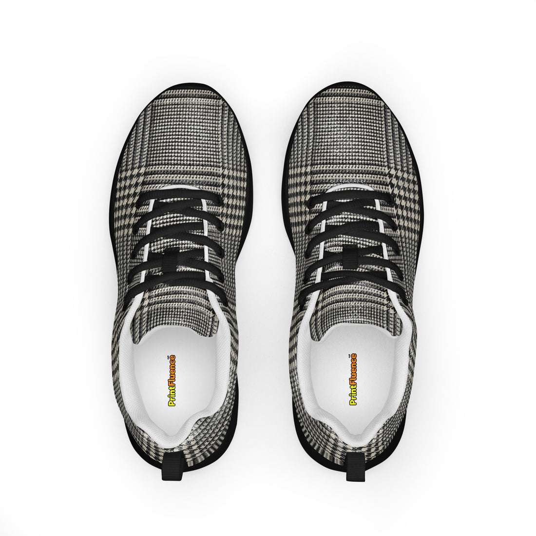 Men’s athletic shoes - Executive Pulse: Men’s Athletic Performance Shoes - Classic Grey Glen Plaid Pattern by printfluence.net